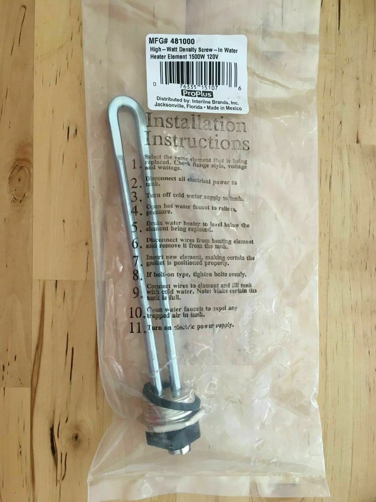 Proplus Electric Water Heater Element 481000 1500 Watts 120 Volts Screw-in NOS