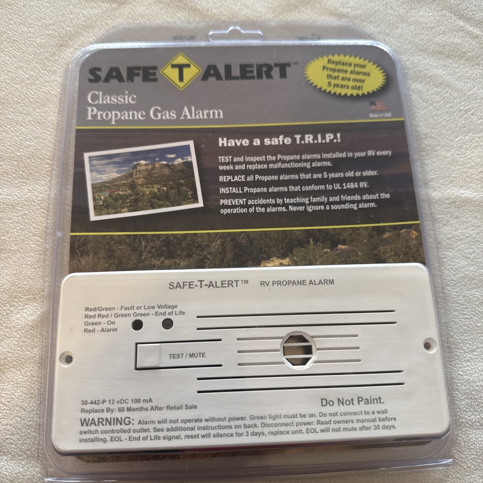 Safe-T-Alert 30-442-P-WT White Flush Mount Propane Gas Alarm