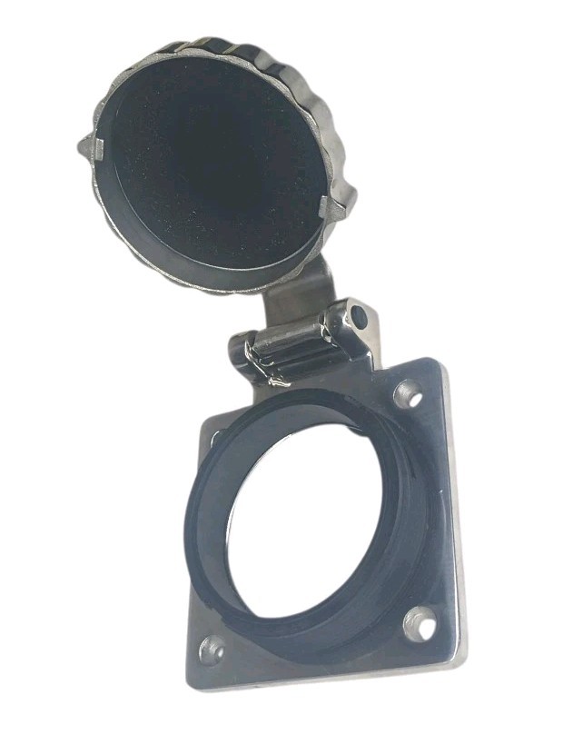 Replacement Conntek 30 Amp 125 Volt RV Marine Power Inlet Stainless Steel Lid On