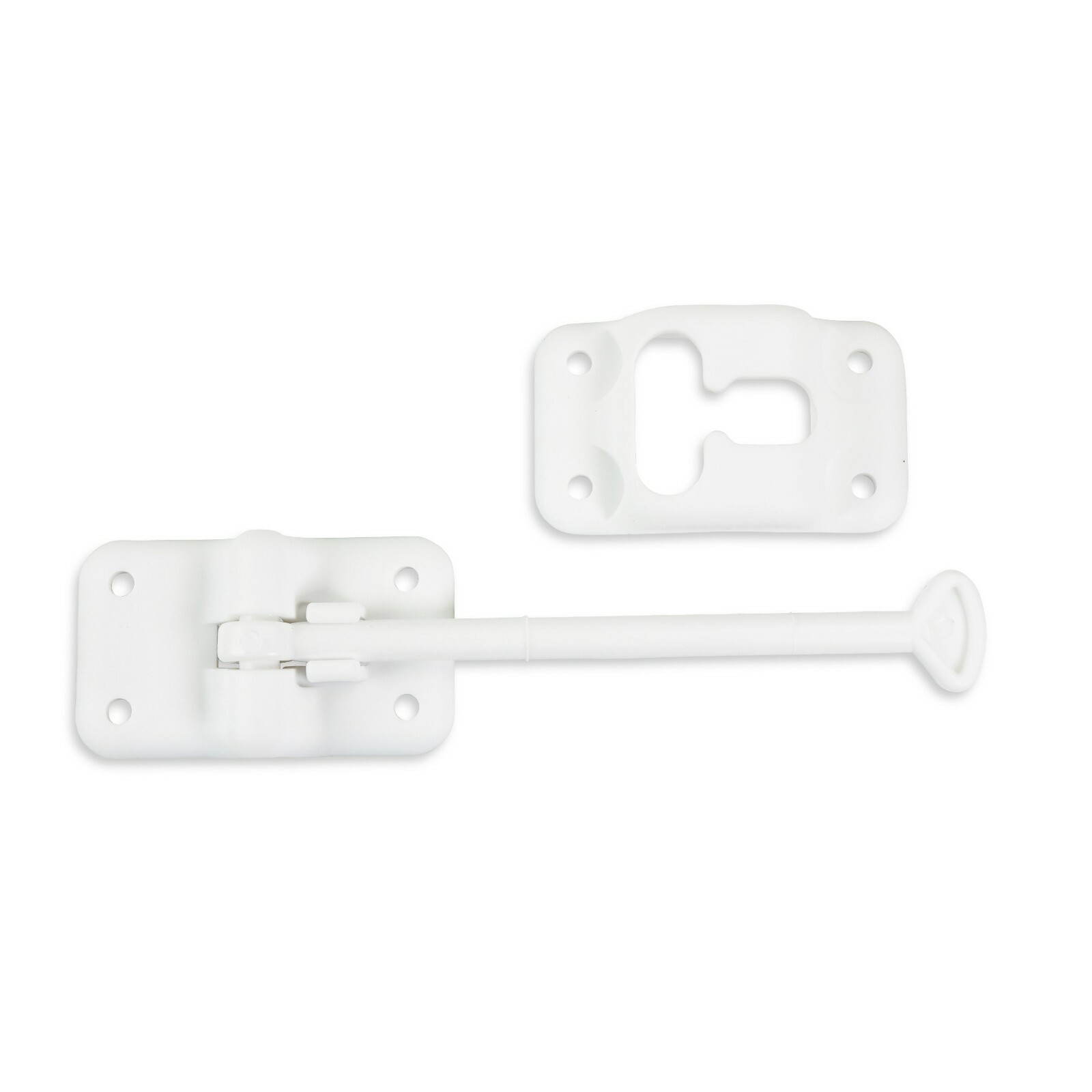 RV Trailer 6″ T-style Entry Door Catch Holder Plastic with Bracket White