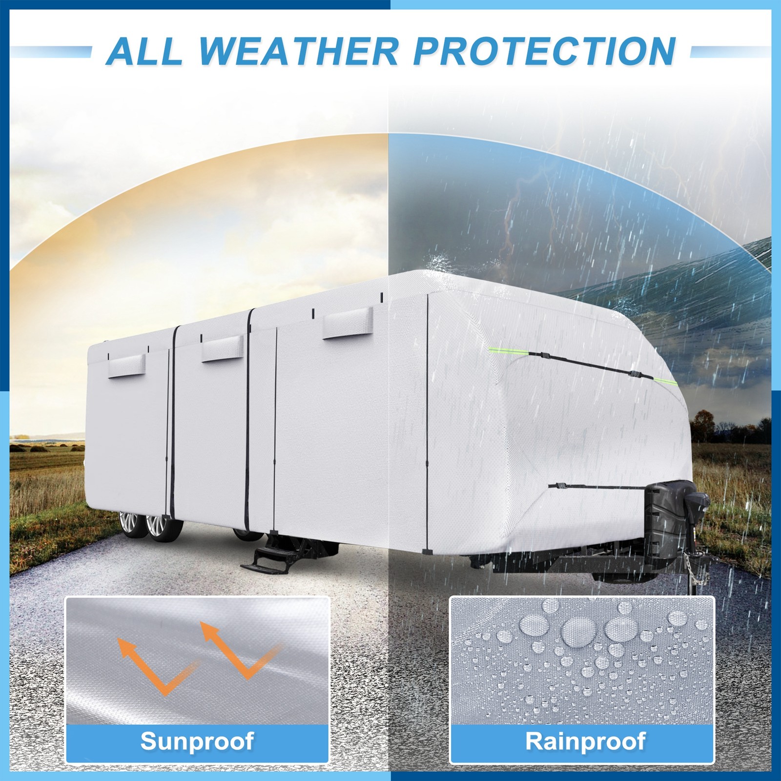 Waterproof RV Travel Trailer Cover Fits 20′ – 22′ All Season Protect