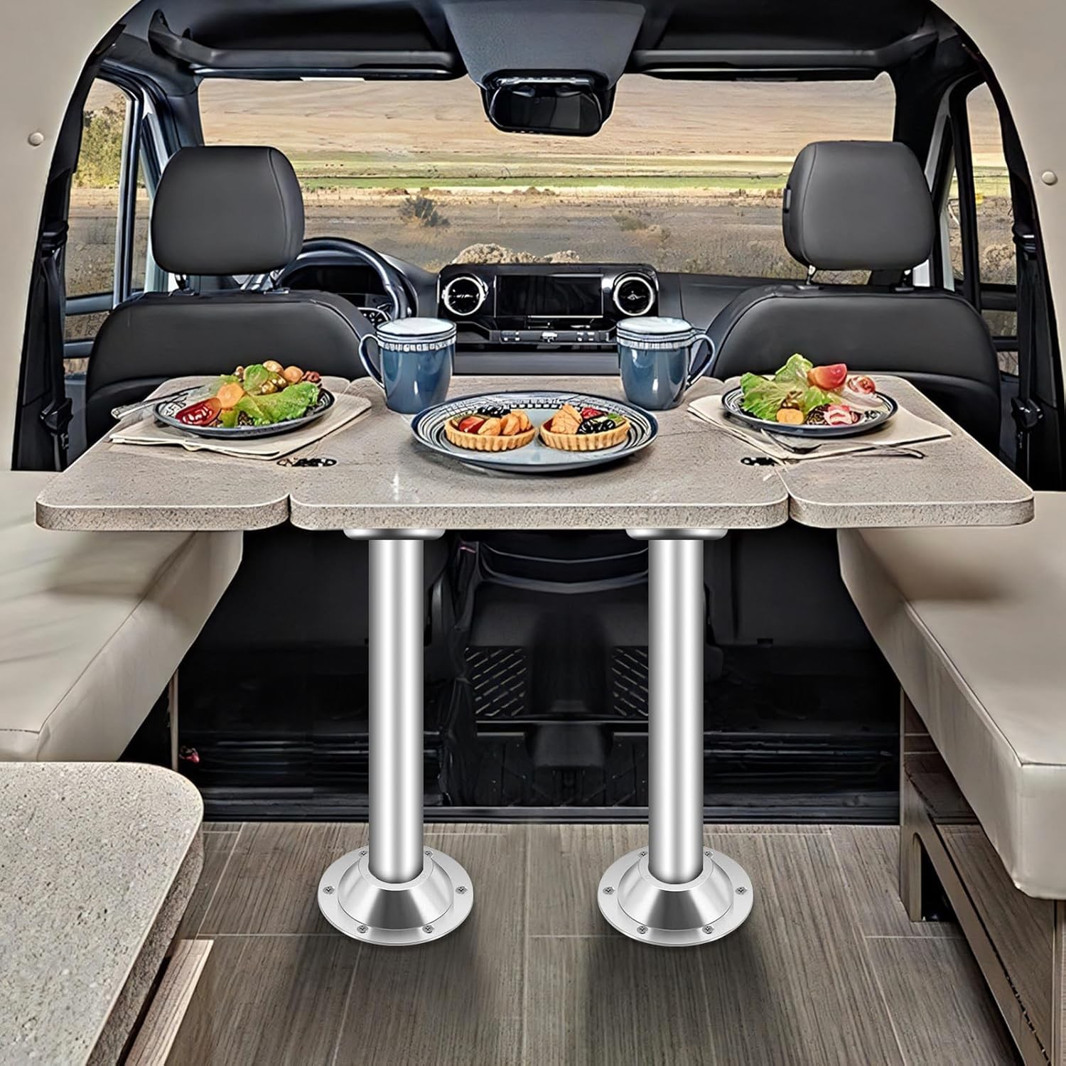 2 Pack Aluminum RV Table Base Mount Camper Pedestal Table Base Flange Leg Mount