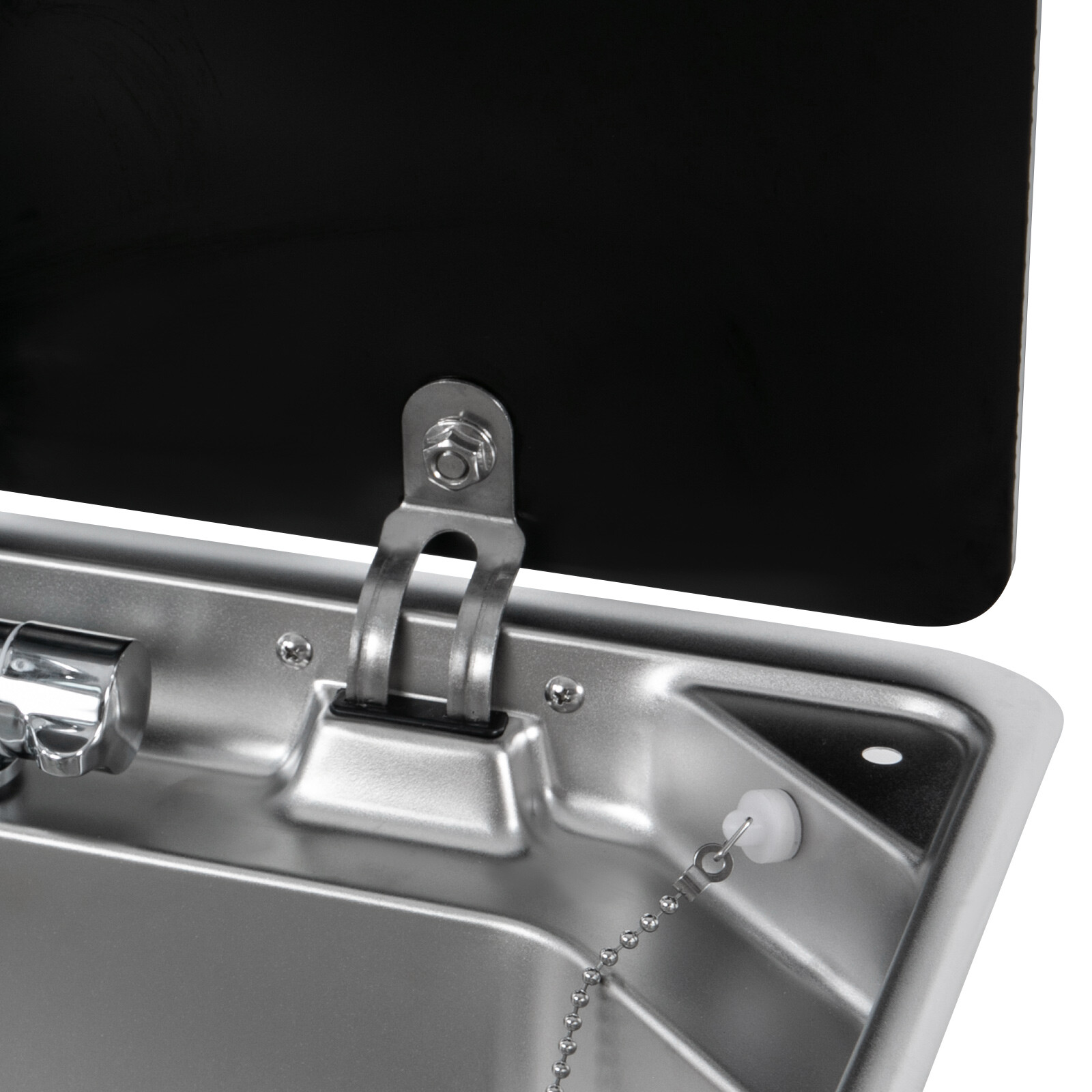 RV Sink Kitchen Sink with Hot&Cold Faucet and Tempered Glass Lid Stainless Steel