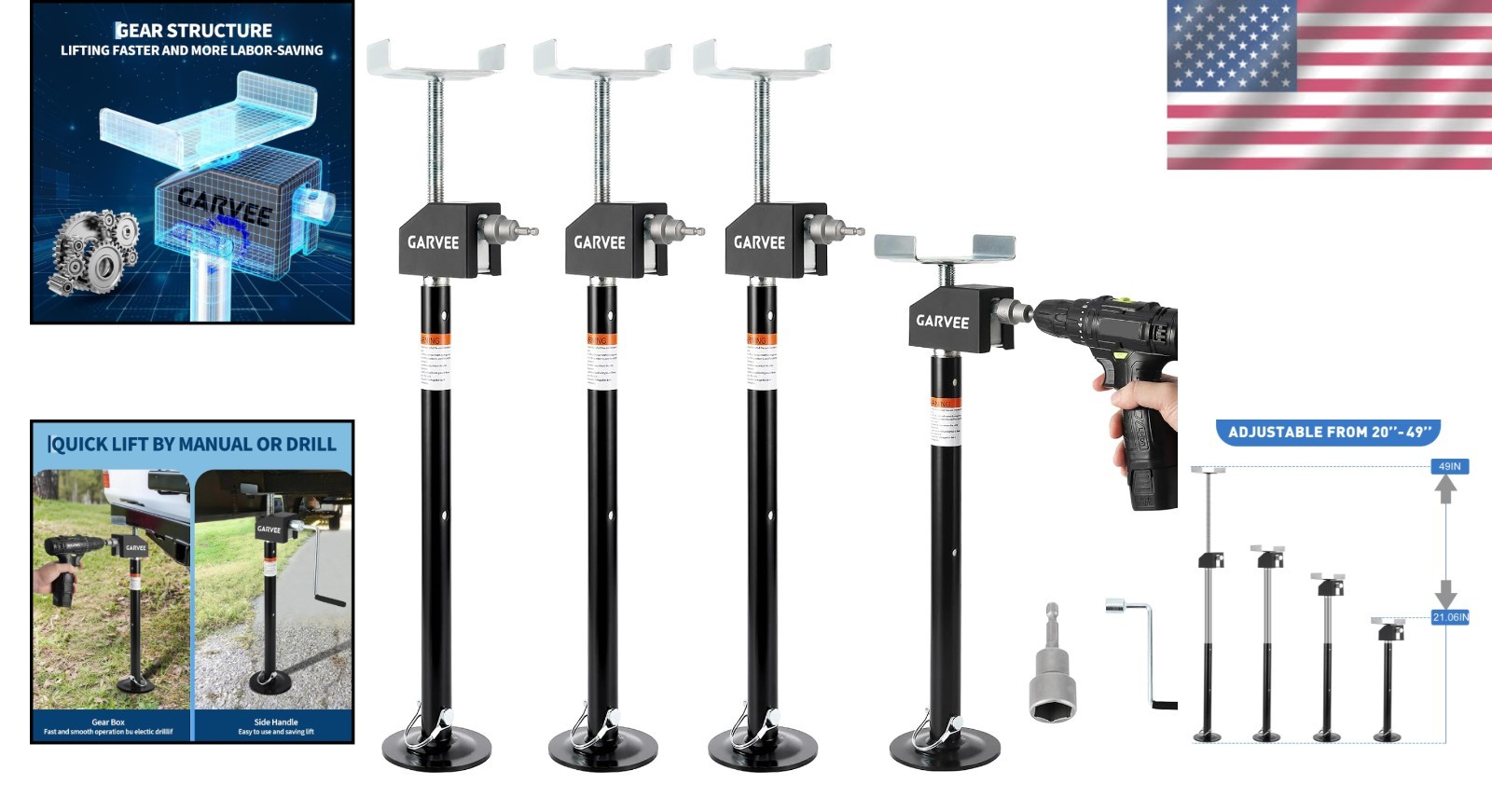 Universal Fit RV Stabilizer Jacks – Set of 4, Quick-Lift for Easy Adjustment