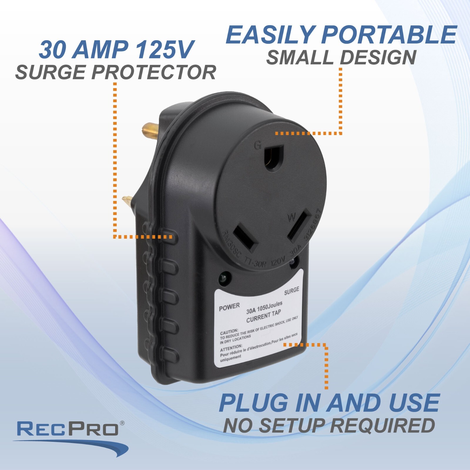 RecPro RV 30 or 50 Amp 125V Adapter Surge Protection Plug with LED Indicator