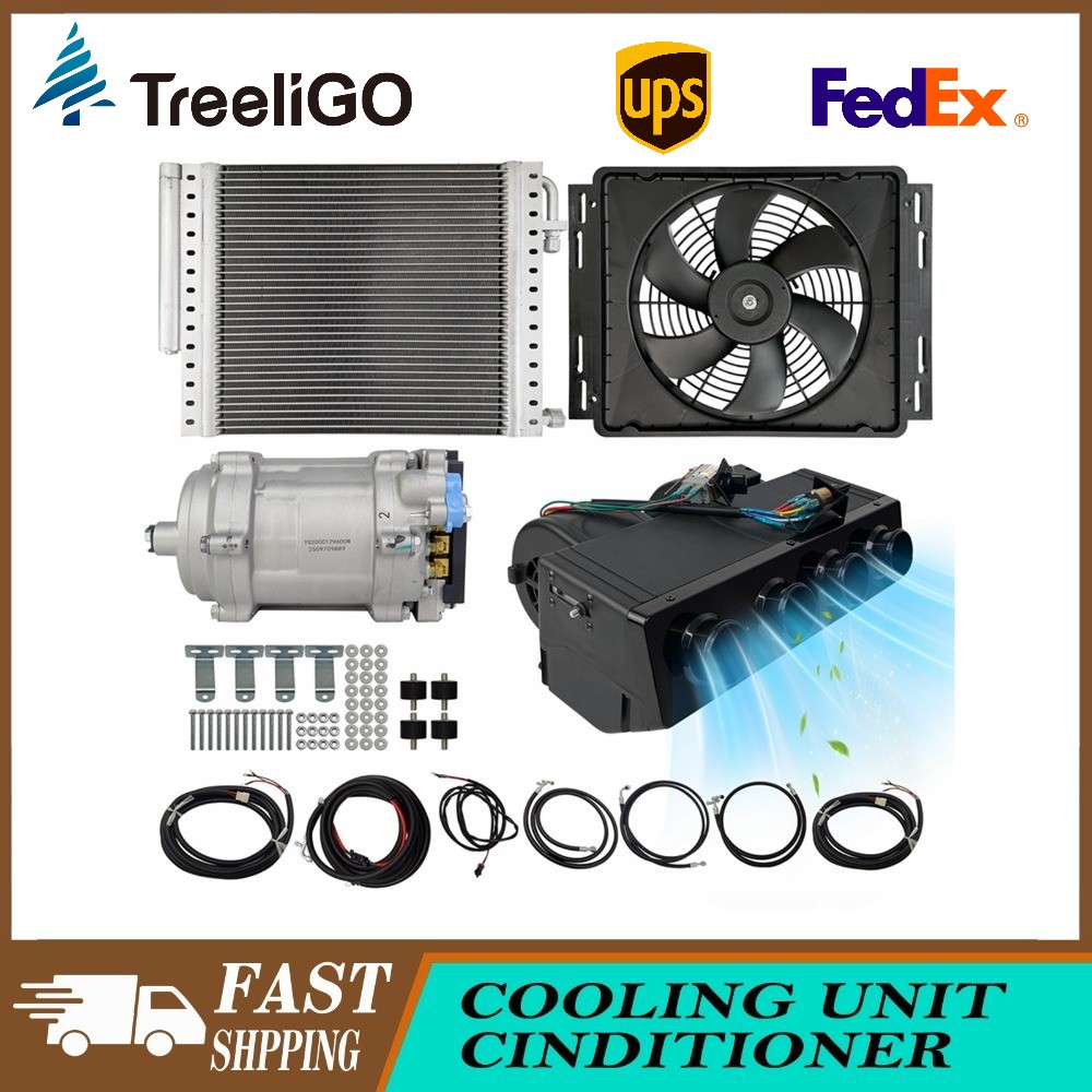 Treeligo 12V Electric Cooling Universal Underdash Air Conditioner Auto A/C USA