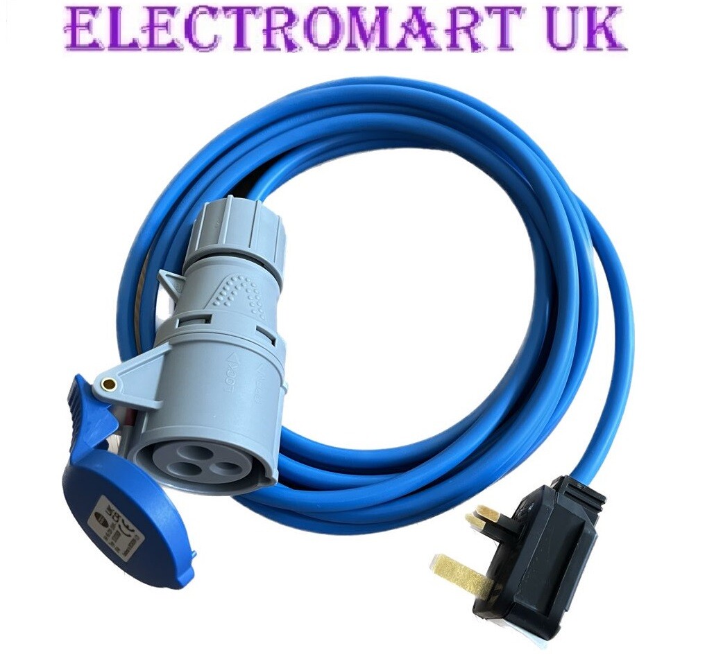 HEAVY DUTY CARAVAN MOTORHOME 13A PLUG TO 16A SOCKET 240V MAINS HOOK UP CABLE