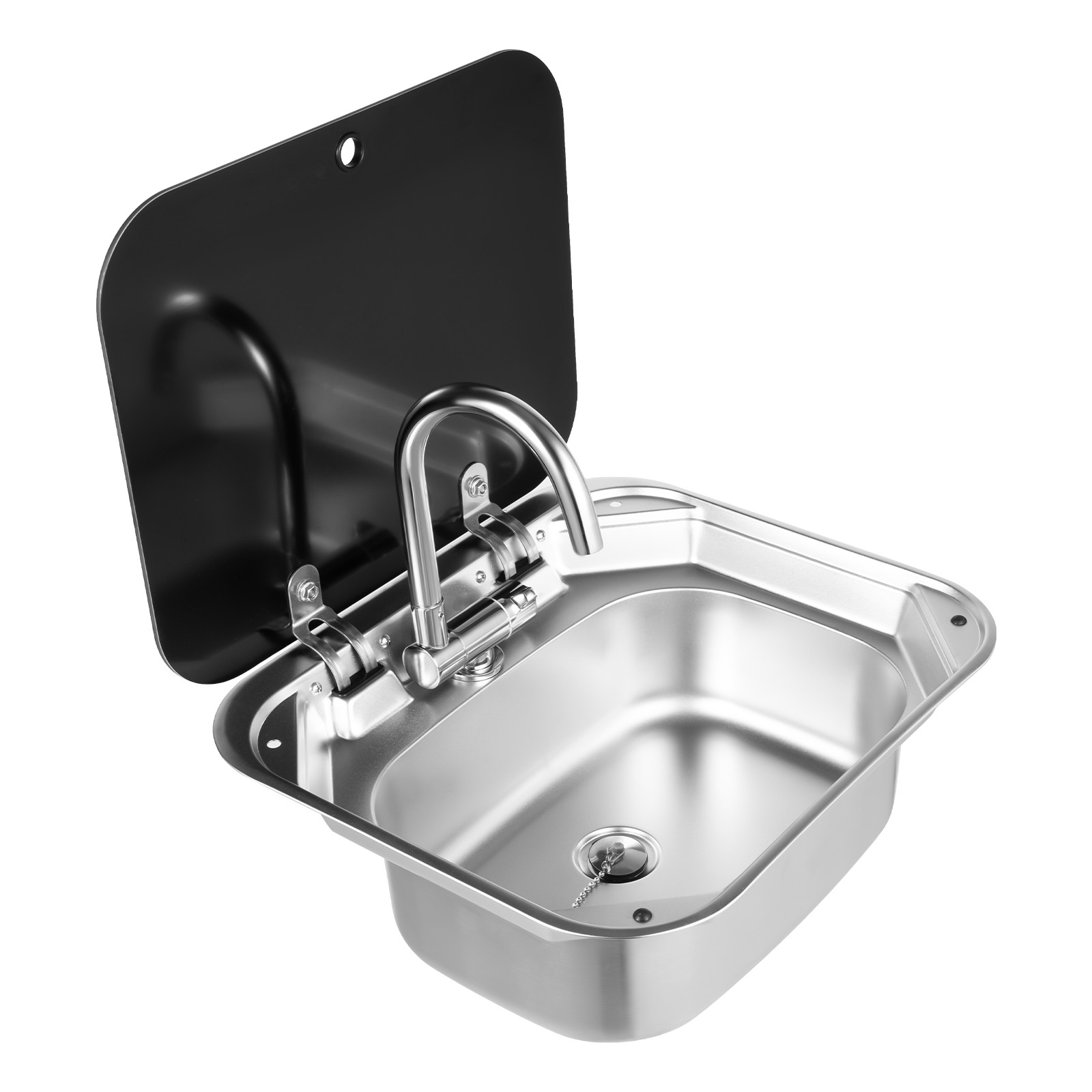 RV Kitchen Sink Unit Caravan Camper Hand Wash Basin with Faucet Stainless Steel