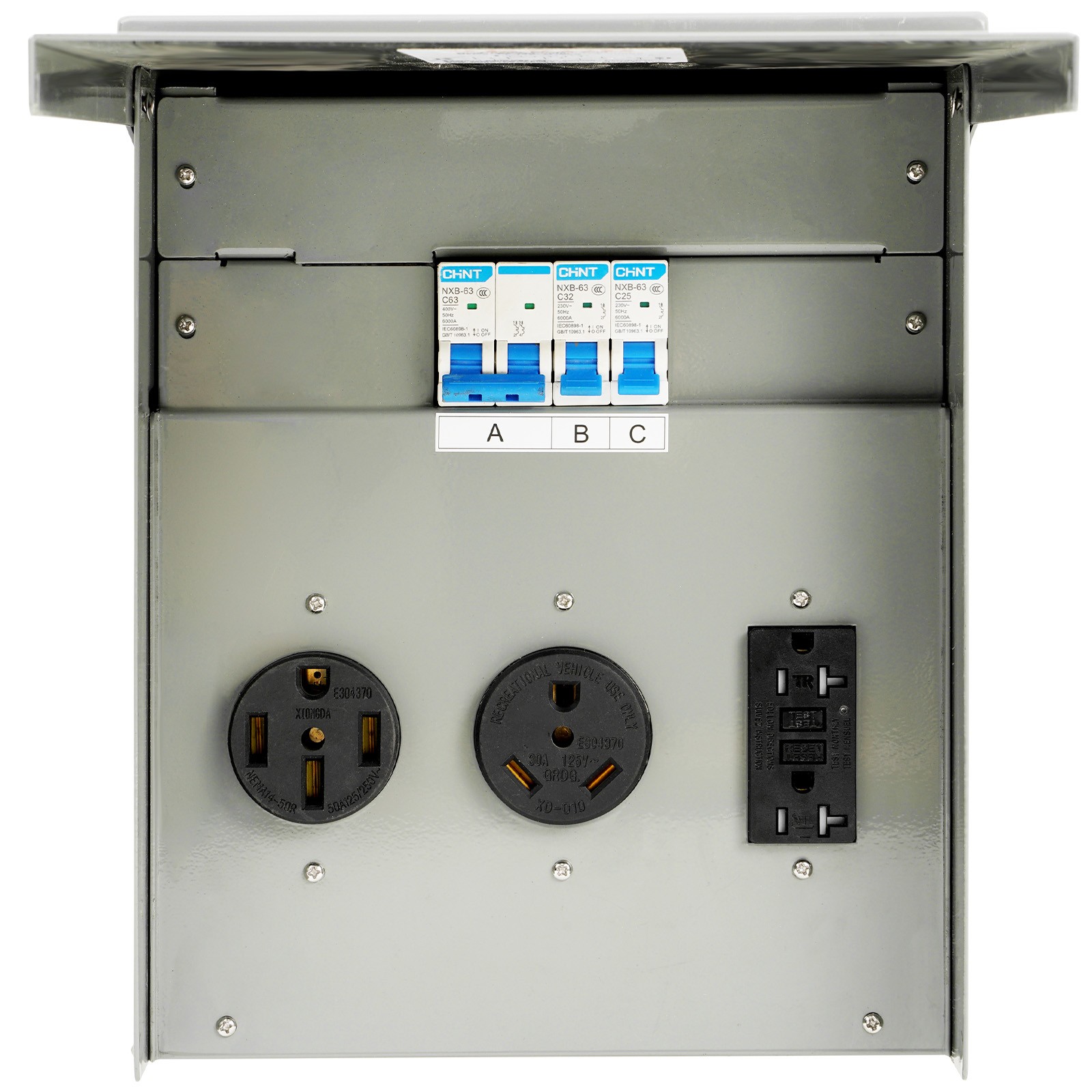Uimoso 20/30/50A Temporary RV Power Outlet Box Electrical Outdoor Receptacle Box