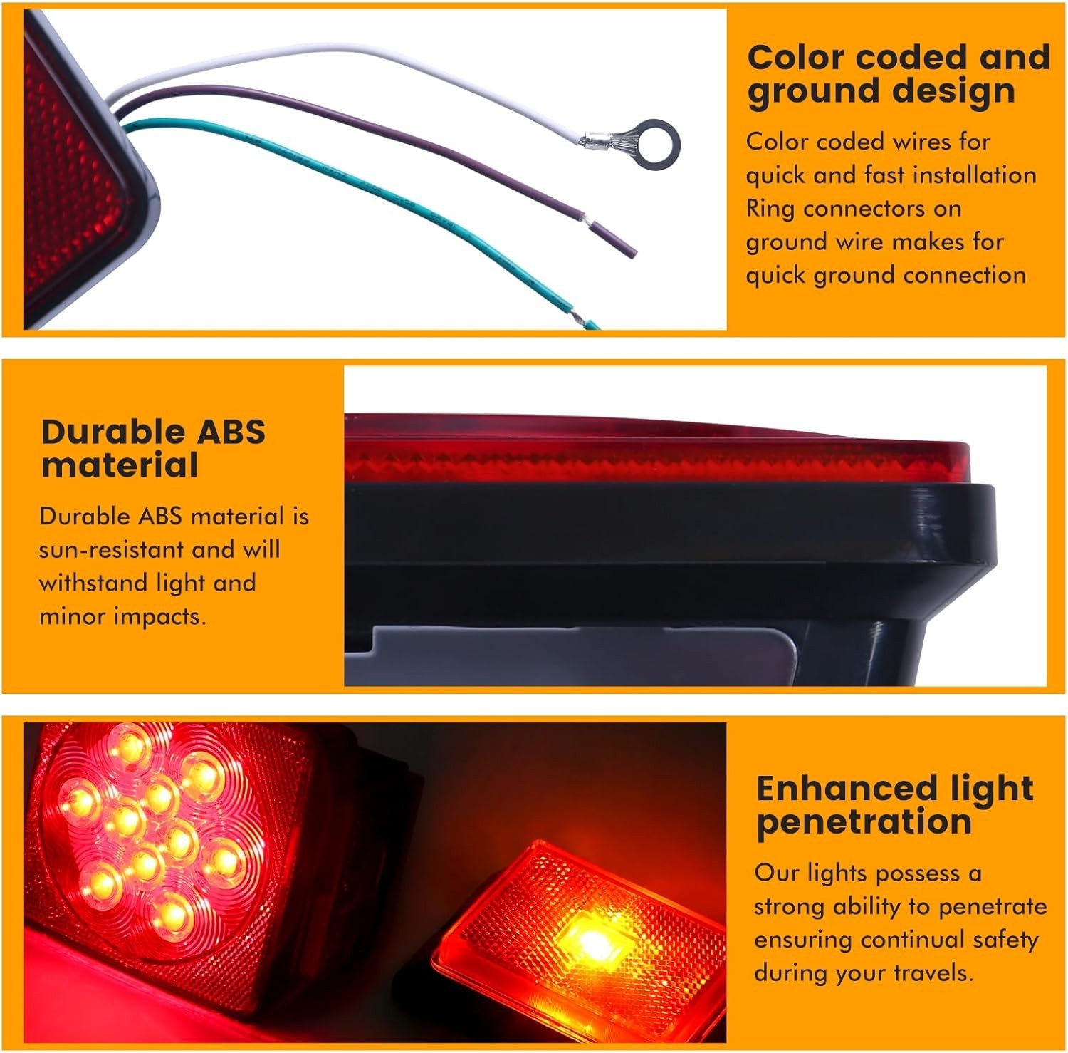 DOT Compliant 12V LED Trailer Light Kit – Waterproof & Long-Lasting Performance