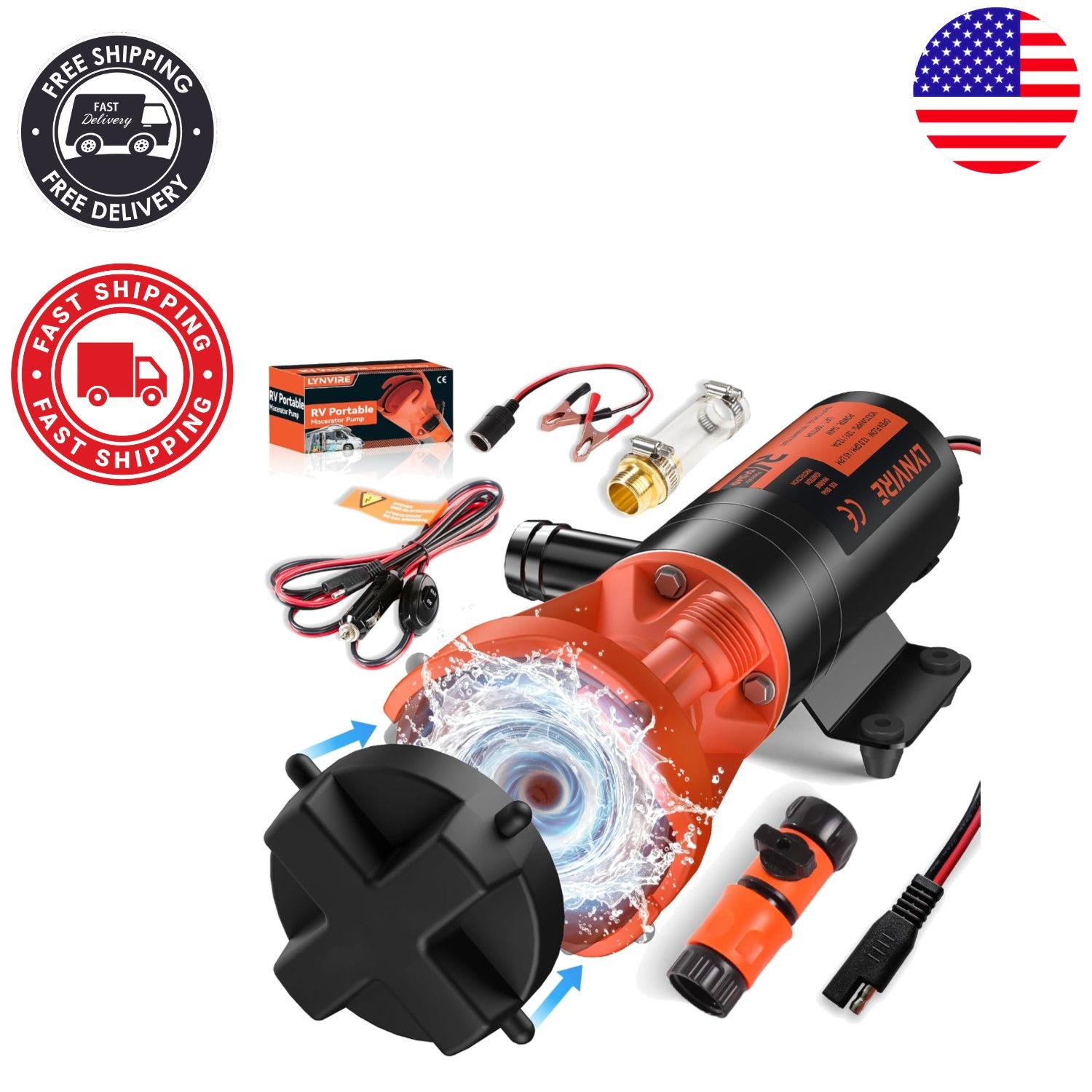 Durable 12V RV Macerator Pump – Quick Release, 3- for Peace of Mind