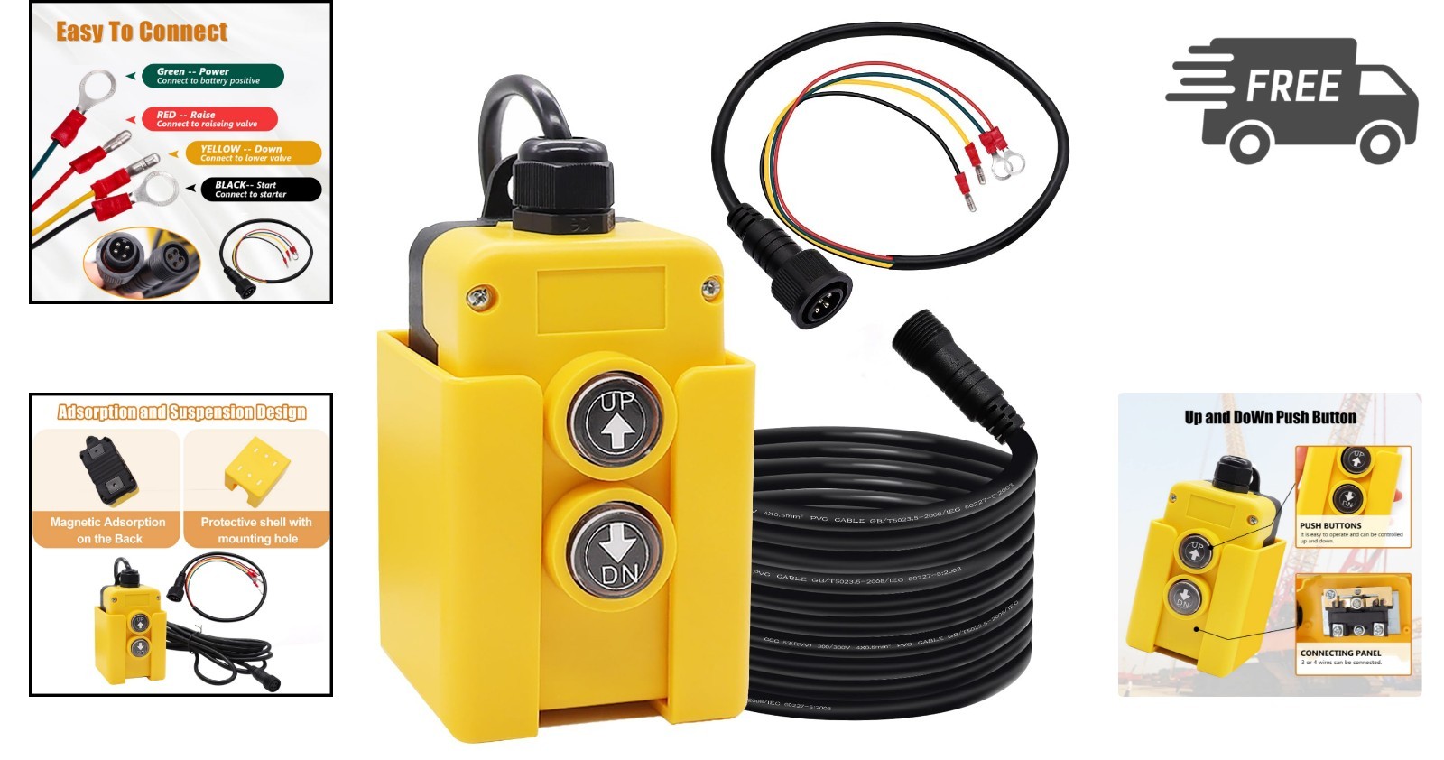 4 Wire Dump Trailer Remote Control Switch 12V Up Down Hydraulic Pump