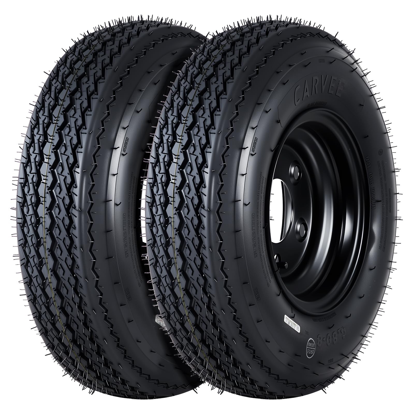 2 Pcs 4.80-8 Trailer Tires with Rims 4.80×8 480-8 6PR Load Range C 4 Lug on 4″