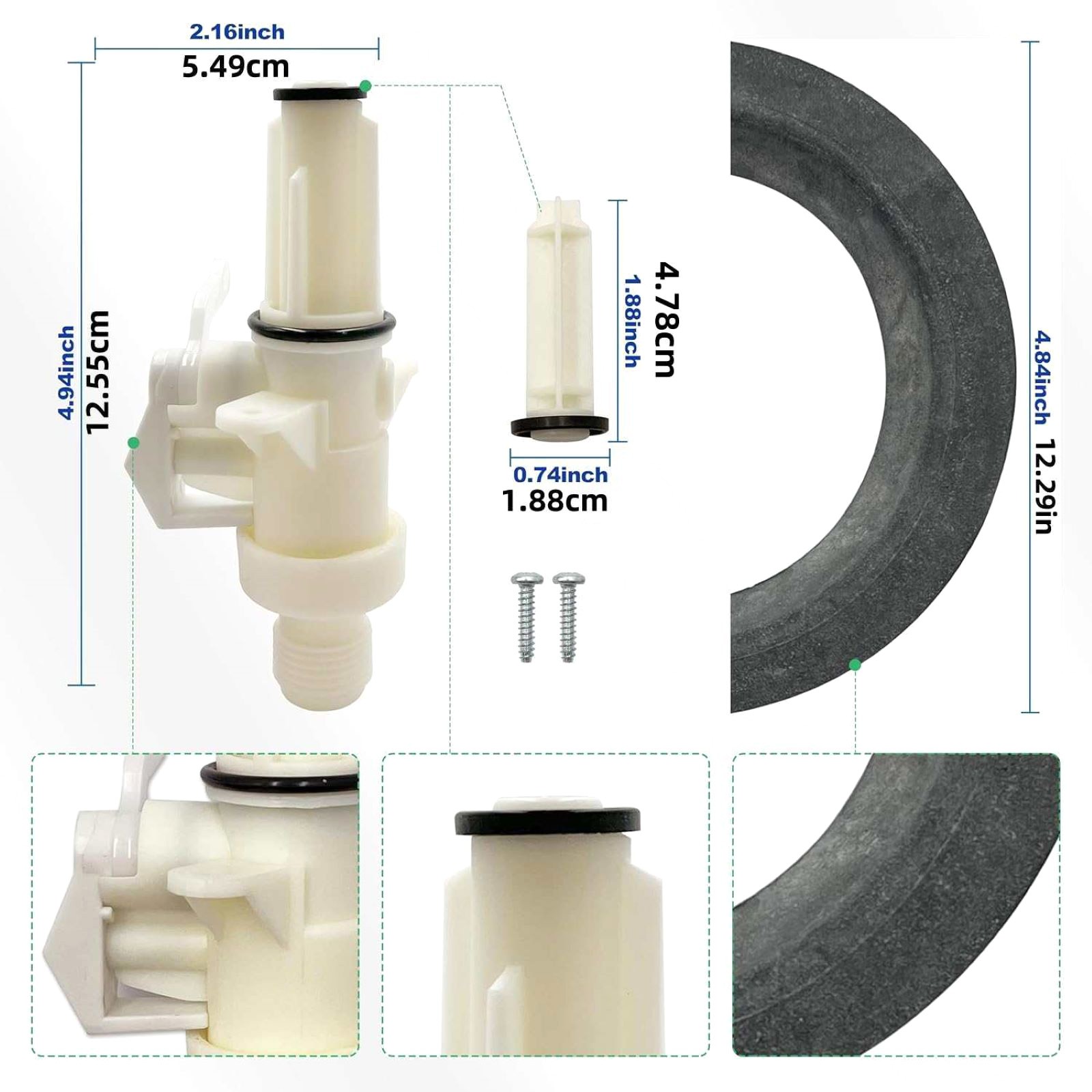 ABS 13168 RV Toilet Water Valve Kit for Thetford Aqua Magic IV Repair Part