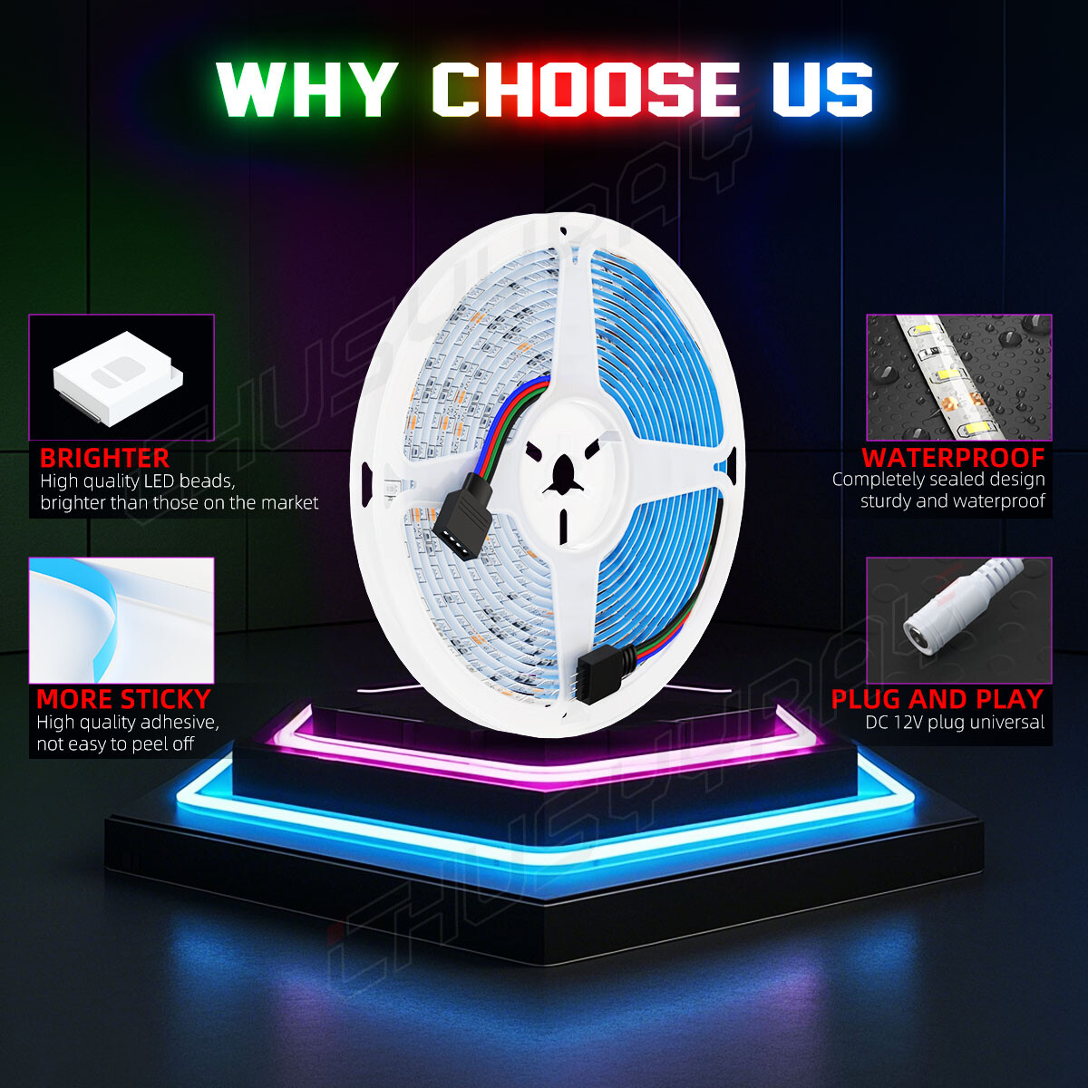 6000K RGB Waterproof RV Exterior Awning Strip Lights, RV Outdoor Lights16.4 FT