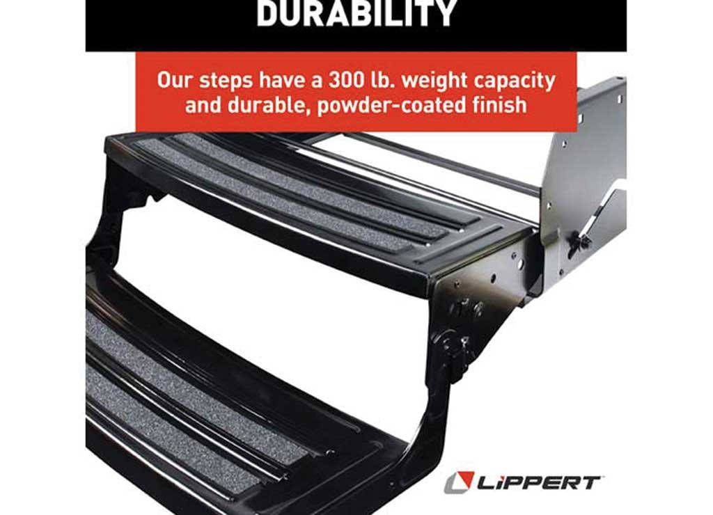 Lippert 432682 Radius Manual RV Step – 24″ Wide Double 8″ Step