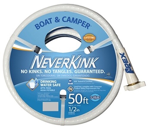 7602-50 Boat Camper RV NeverKink White Drinking Water Safe Hose 50′ x 1/2″