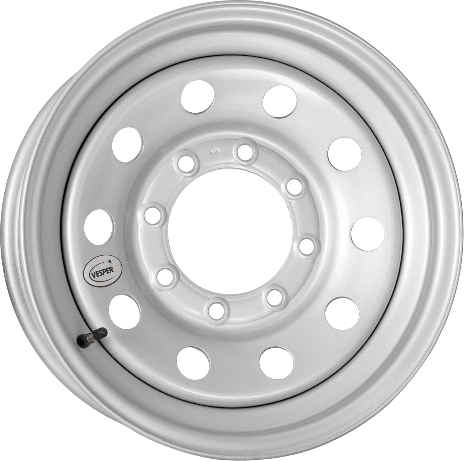 16×6 Trailer Wheel 8 lug on 6.5 Bolt Pattern Silver Modular Trailer Rim