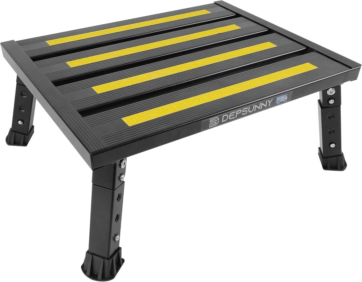 Adjustable Height Aluminum RV Step Foldable Platform Step Stool Non-Slip Feet