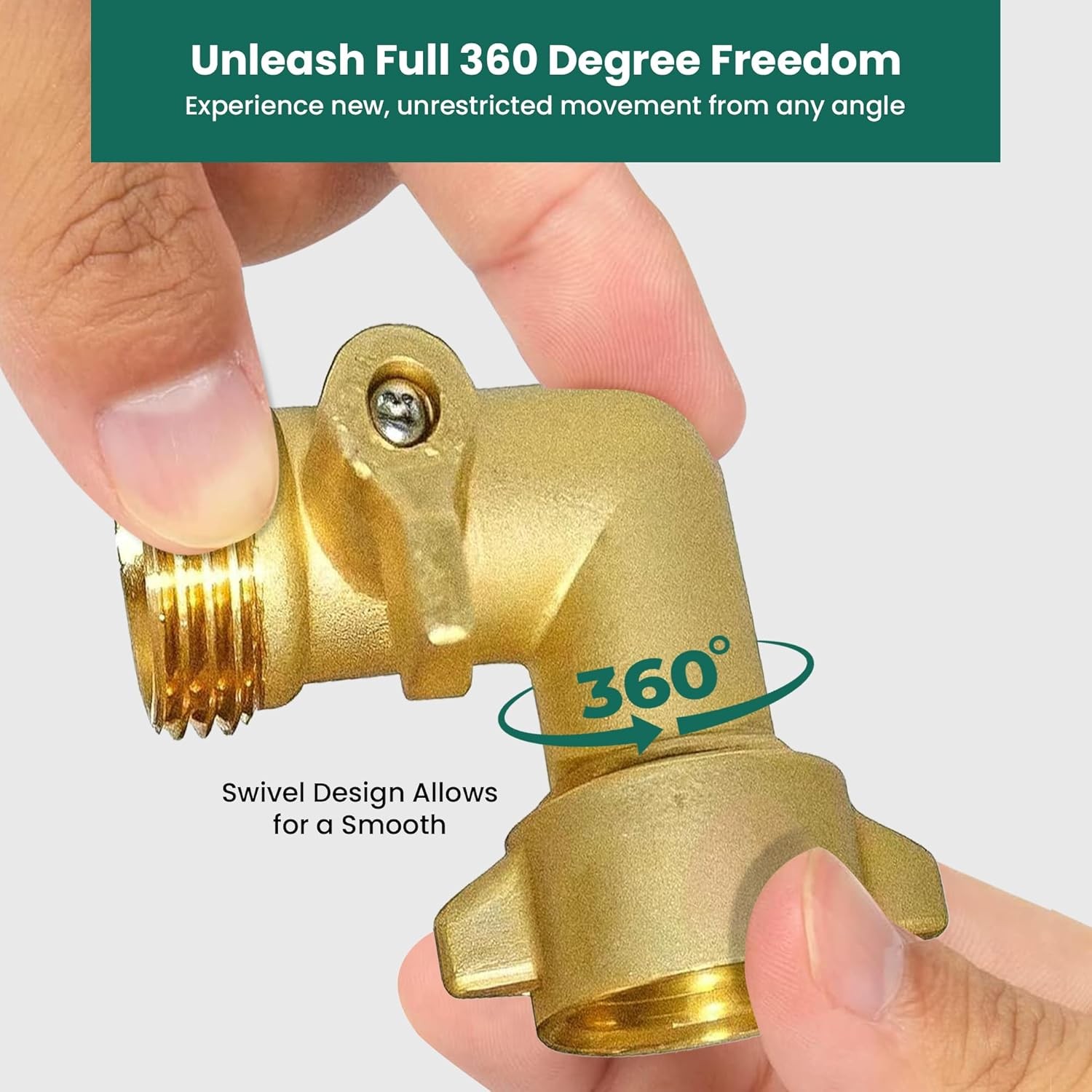 90° Brass Garden Hose Elbow with Shut-Off Valve, Heavy Duty 3/4″ GHT Right Angle
