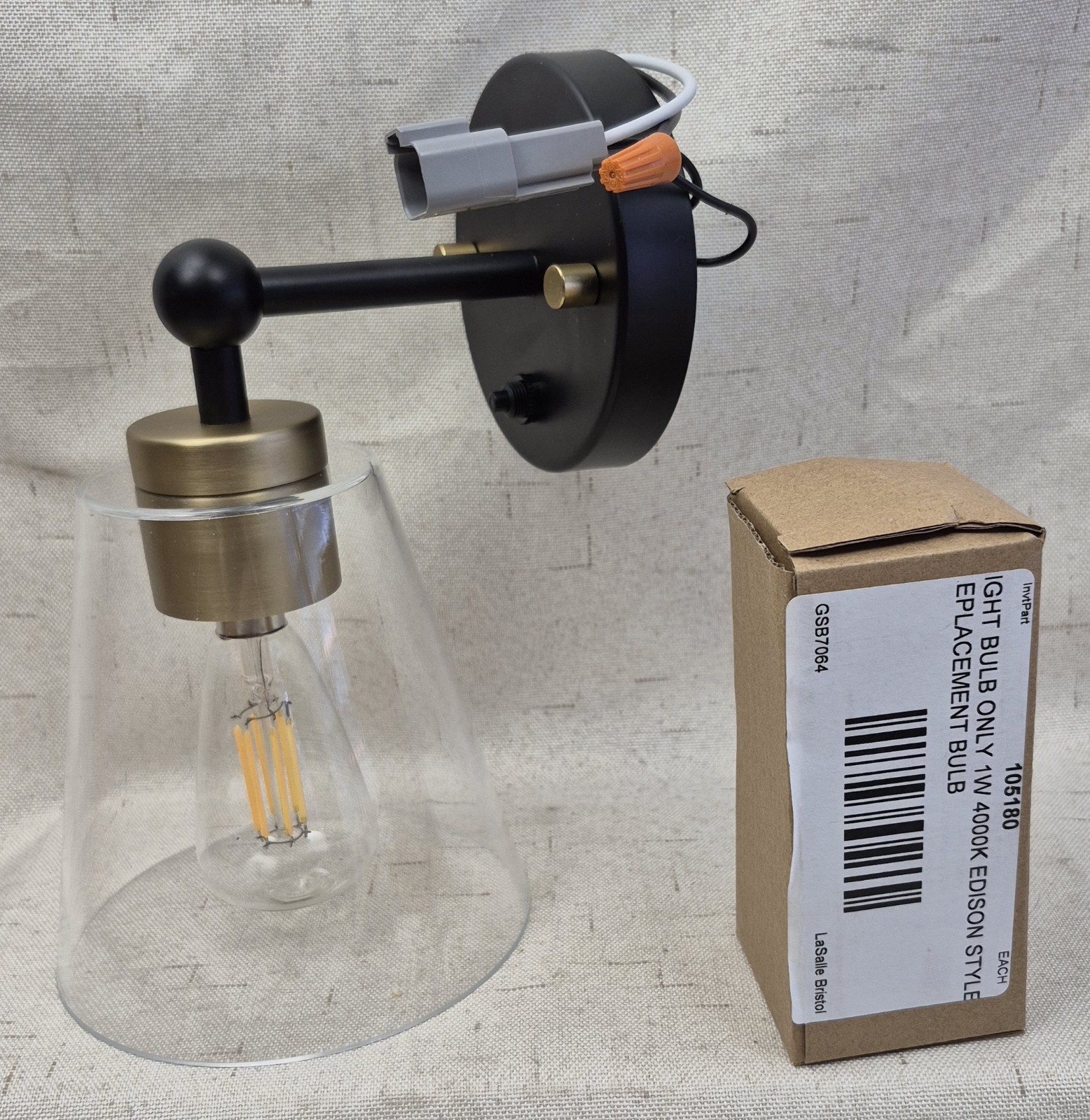LaSalle Bristol 12V RV Sconce Light Brushed Gold Brown/Black Includes 2 bulb NEW