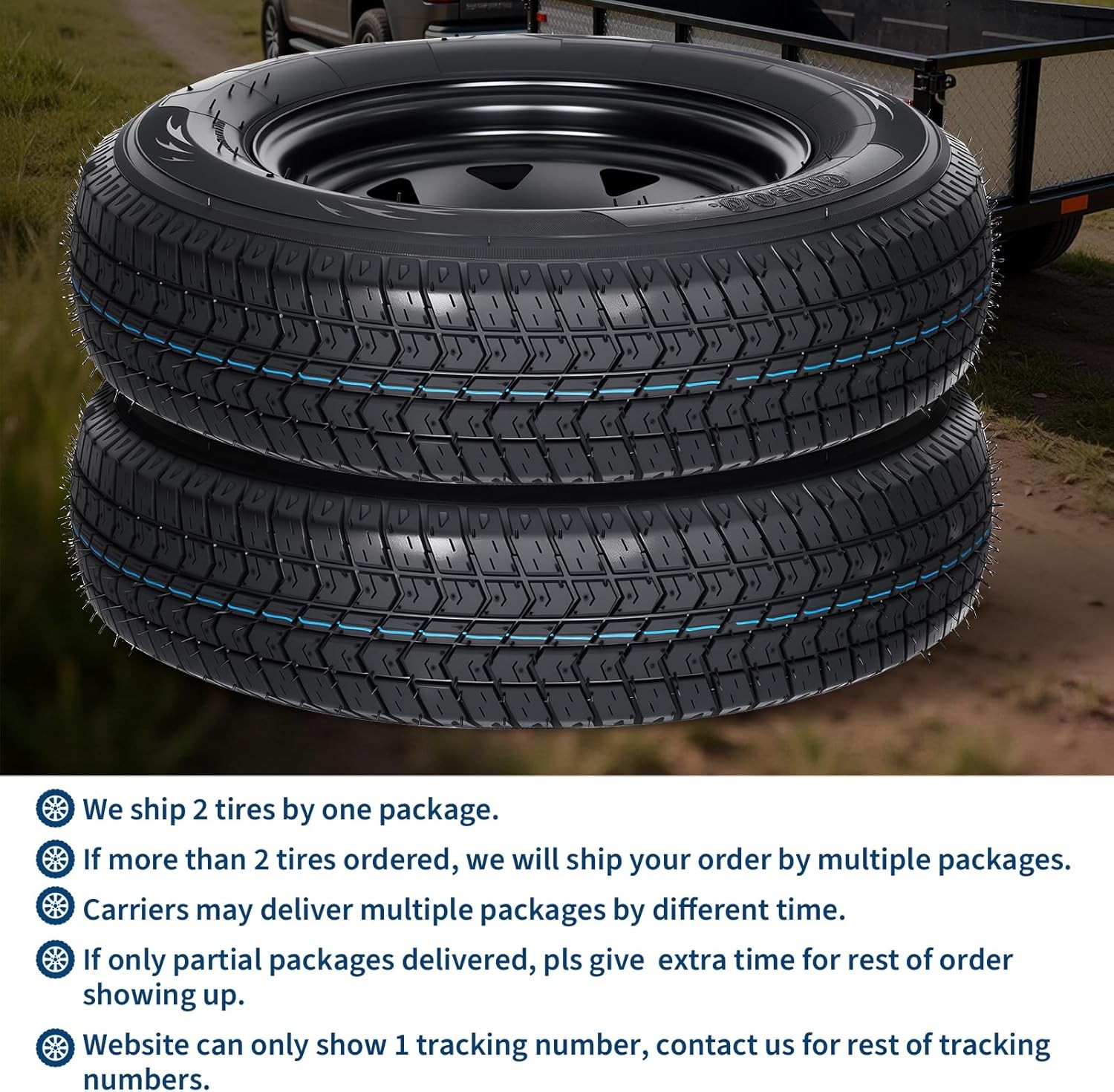 2PCS ST175/80D13 Trailer Tires with Rims 175/80 D 13 LRC 5 Lug on 4.5″ 6PR Tires