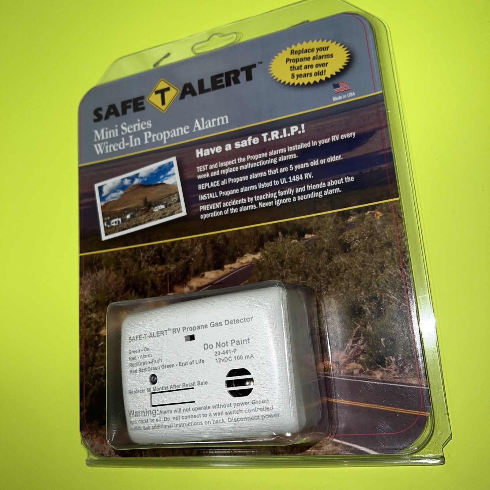 MTI 20-441-P-WT Safe-T-Alert RV Mini Propane Leak Detector Alarm; LP Gas Sniffer