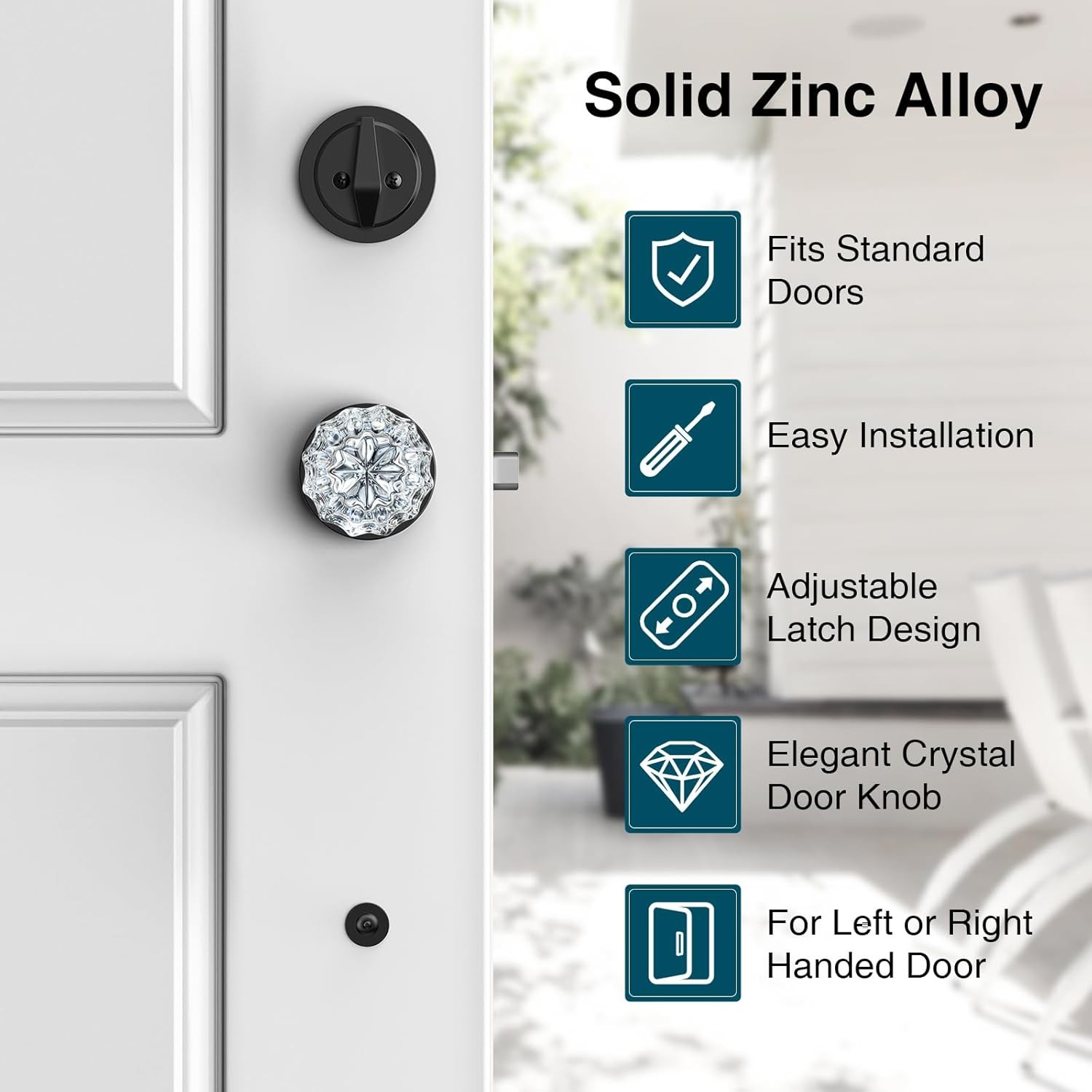 Black Front Door Handle and Deadbolt Set, Lock Set Matte