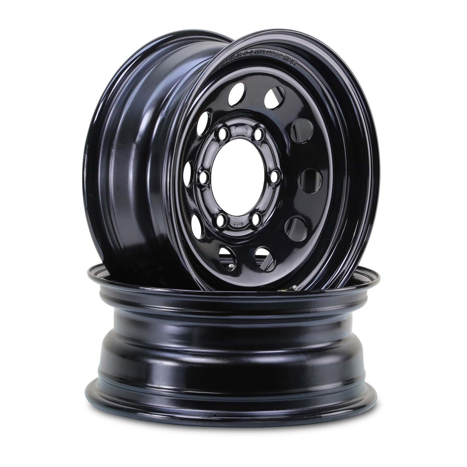 LIBRA 15×6 Heavy Duty 3525lbs Trailer Wheels 6×5.5″ PCD Black Mod, Set 2-17058
