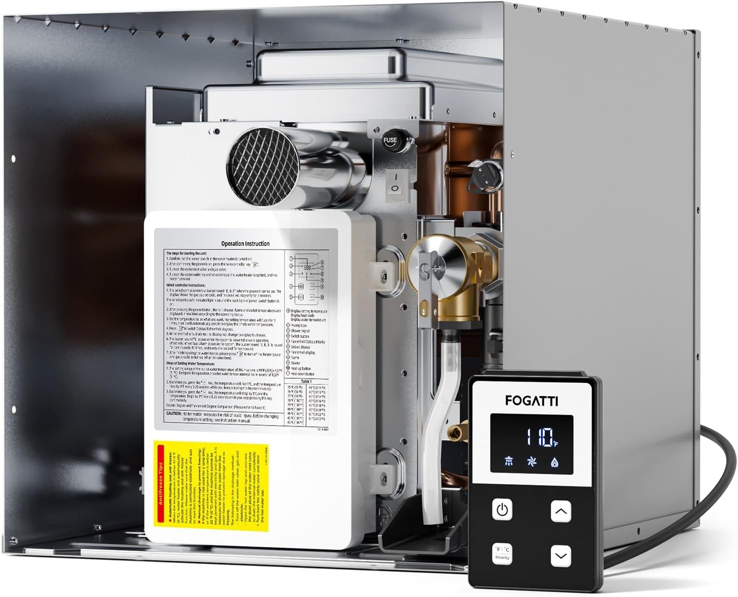 48,000 BTU RV Tankless Water Heater InstaShower 7 Plus, Door 15″x18″, 18″x18″