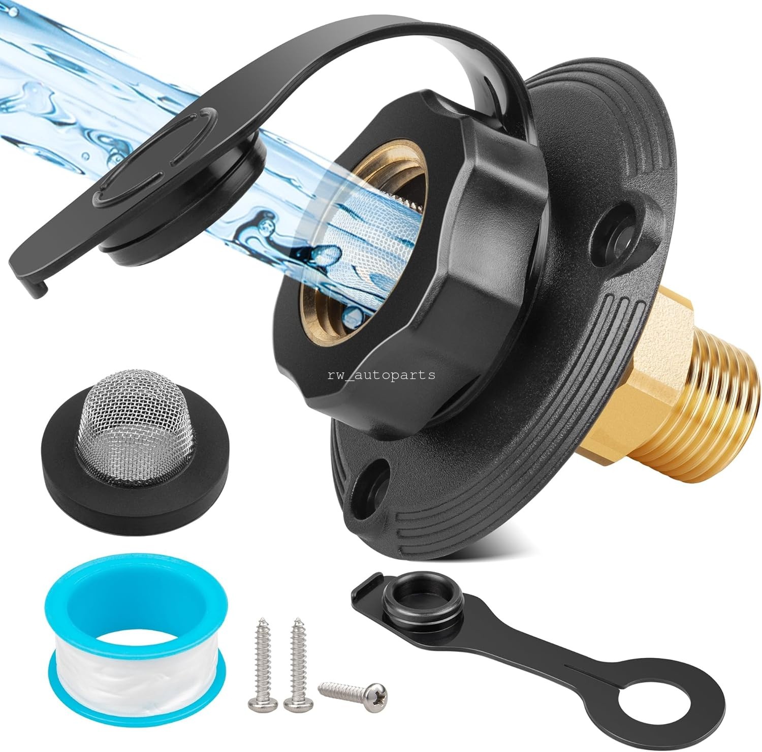 RV City Water Fill Inlet Connection W/ Check Valve Connector for Camper Trailer