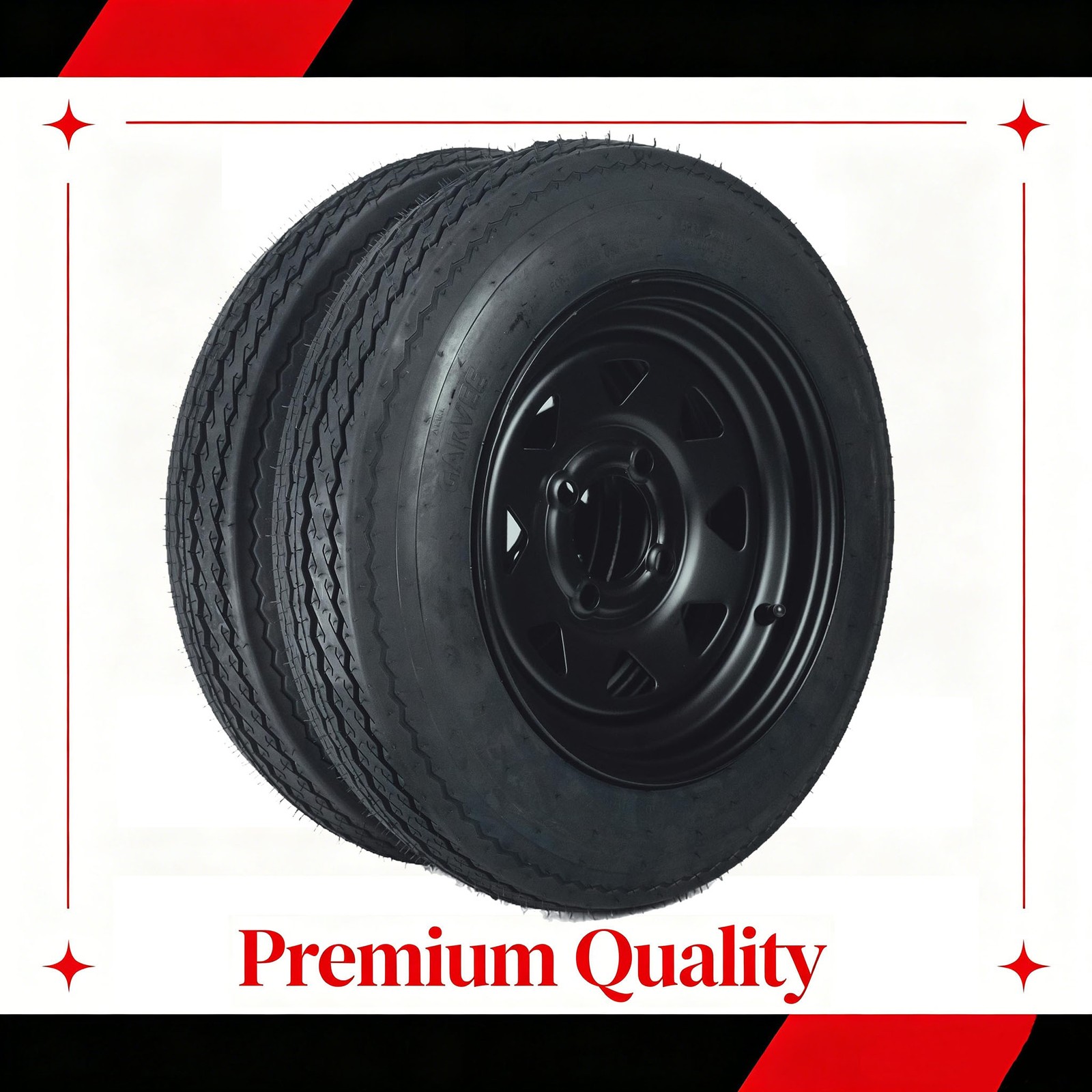 2 Pack 4.80-12 Trailer Tires on 12″ Black Rims 6PR Load C 4 Lug For Utility Boat