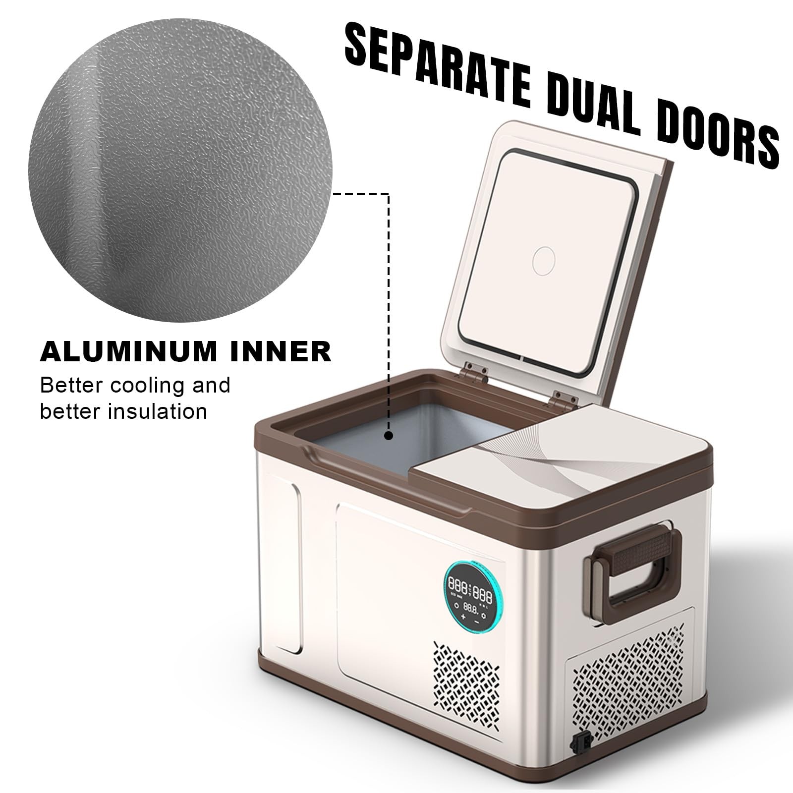 Portable Car Refrigerator 33Quart,12/24V DC 110~240 Volt AC Refrigerator,-4℉-68℉