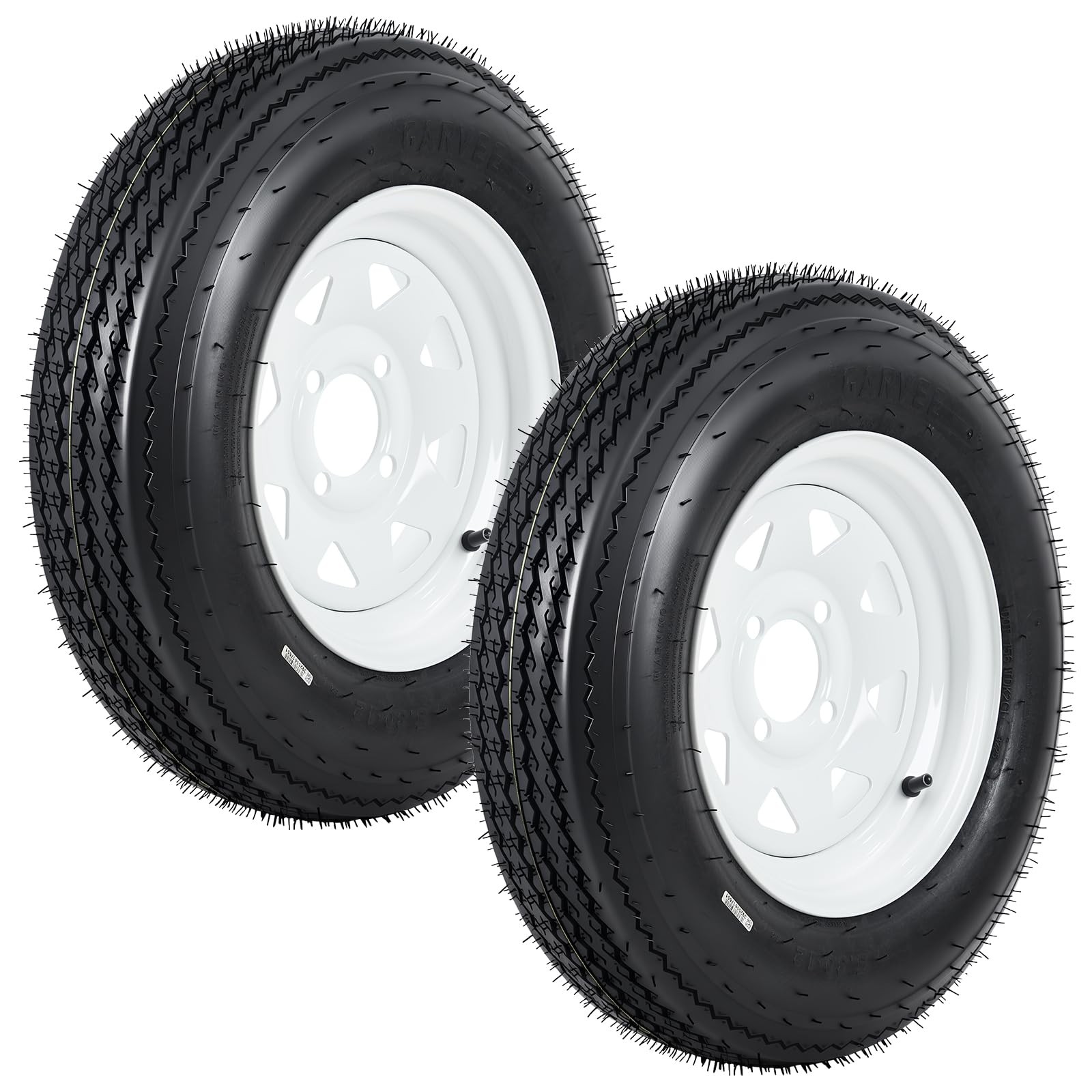 2x 4.80-12 4.80×12 4.8-12 Trailer Tires 6PR Load Range C 4 Lug on 4″ White Rims