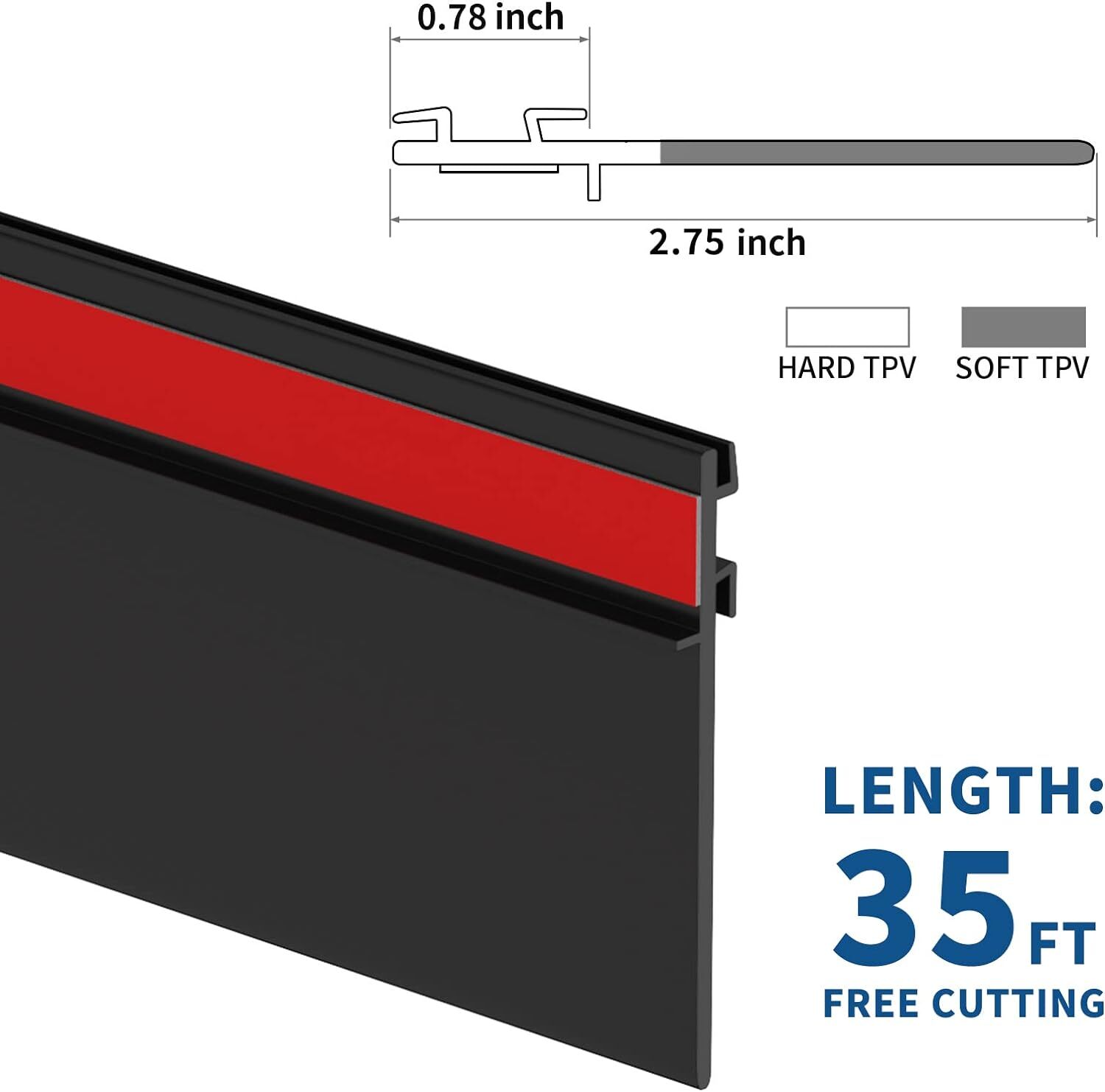 1/2″x2.75″x35′ RV Slide Out Seal Trim Gaskets Seal for Camper Weather Stripping