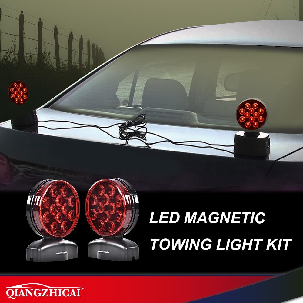 LED Magnetic Towing Light Tow Trailer Lights Brake Tail Signal 12 Volt 2PCS USA