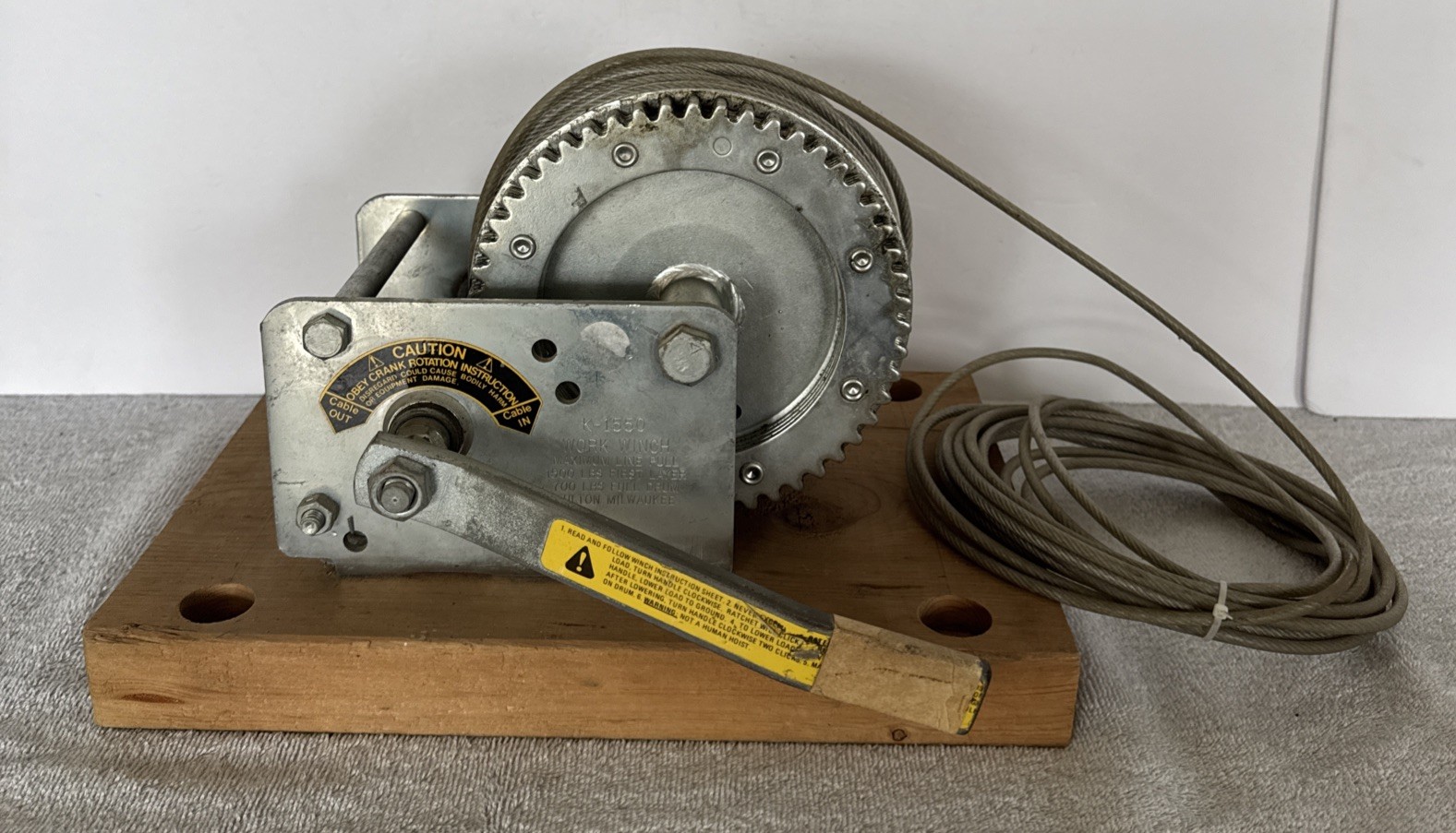 Fulton K1550 1500 Pound Industrial Grade Cable Brake Winch Made in USA