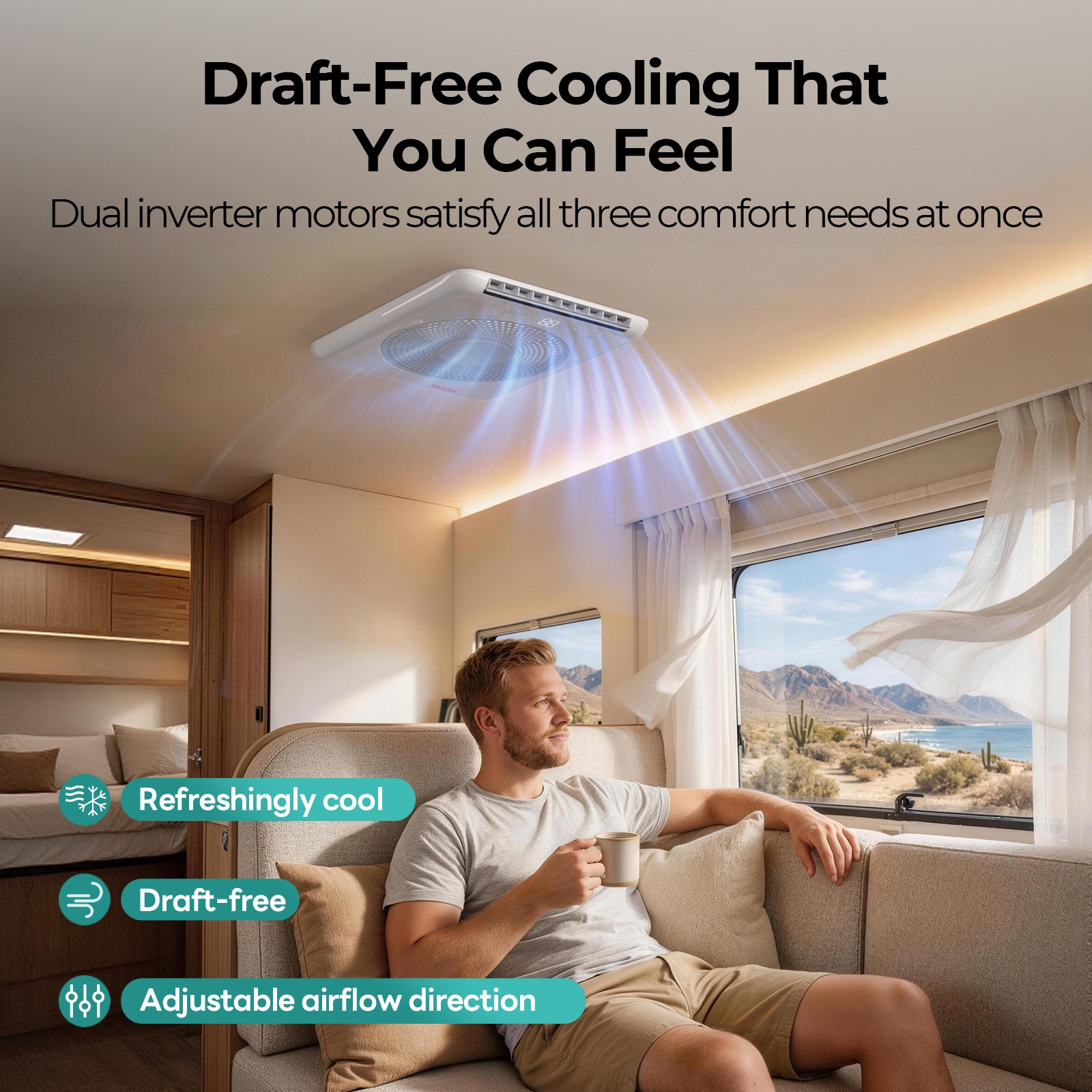 16000BTU RV Air Conditioner Heat Pump+Cooling Non-Ducted Rooftop Camper AC Unit
