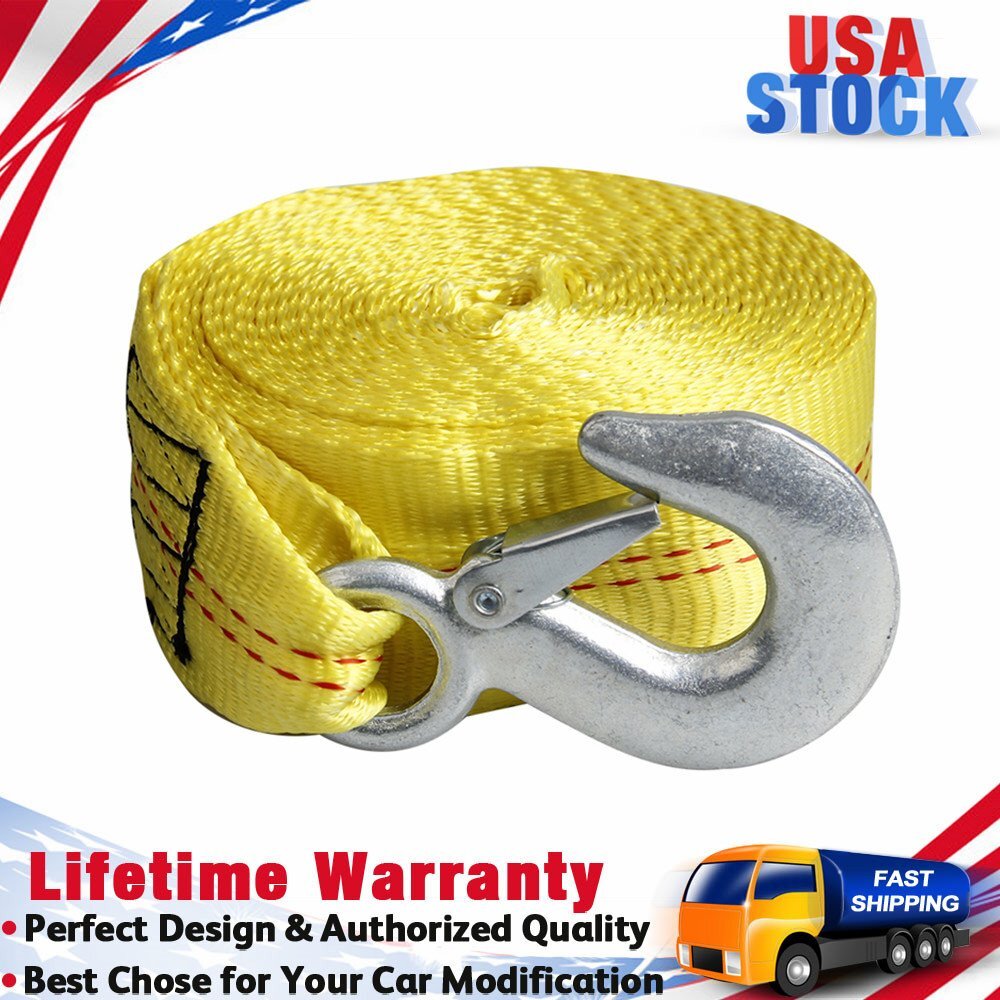 Heavy Duty Car Boat Trailer Replacement Winch Strap 2″ X20′ 10000LB w/ Snap Hook