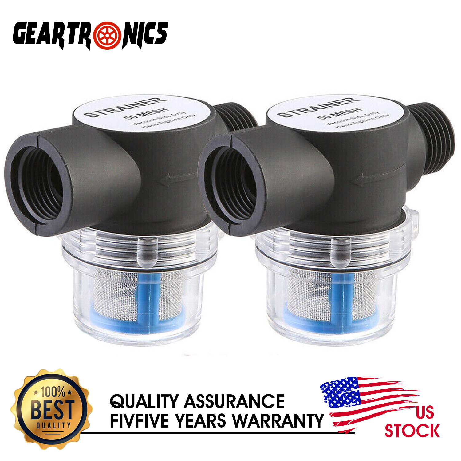 2PCS 1/2“ 255-213 Water Pump Strainer Filter Camper (Marine) Freshwater Strainer