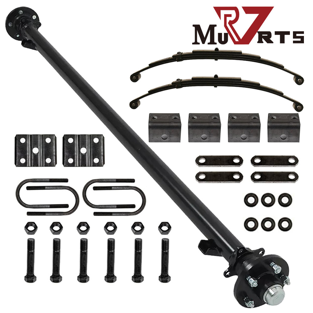 3500lb Trailer Axle Kit Idler w/Hub Leaf/Springs/Hanger/U-Bolt Kit 73″ HF 58″ SC