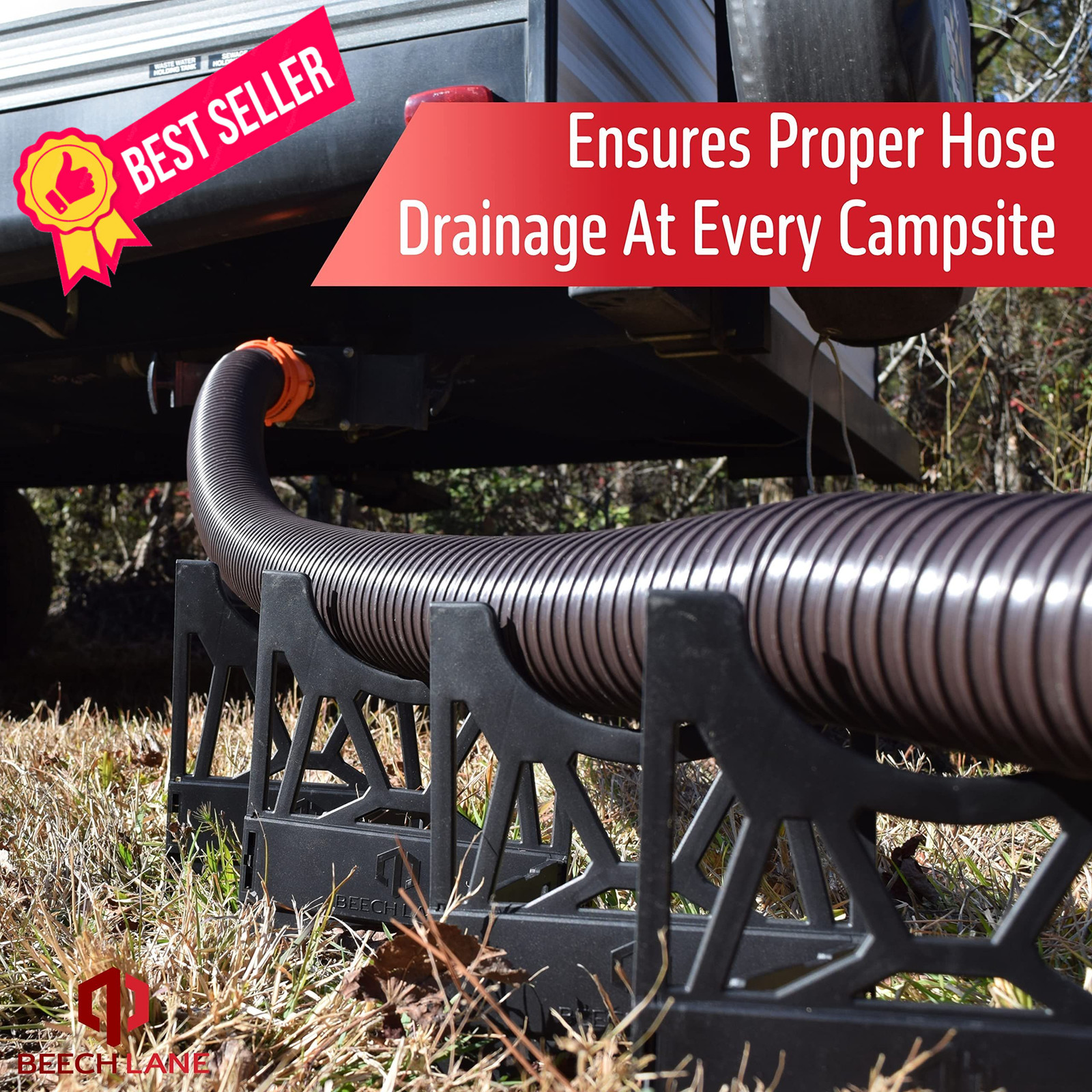 Beech Lane 20 Foot RV Sewer Hose Support, Patented Nesting 20 FT, Black