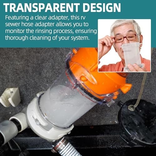 RV Clear Sewer Hose Extender 5 Inch Adapter Leak Proof Clear Design Resin
