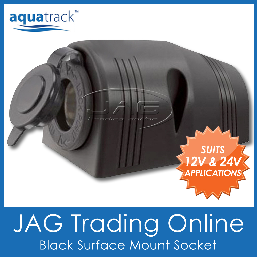 12V~24V BLACK SURFACE MOUNT CIGARETTE POWER SOCKET ADAPTER – BOAT/CARAVAN/4×4/RV