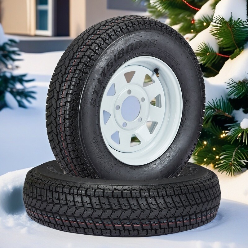 2 Pack ST175/80D13 Trailer Tires with Rims 175/80 D 13 LRC 5 Lug on 4.5″, 6PR