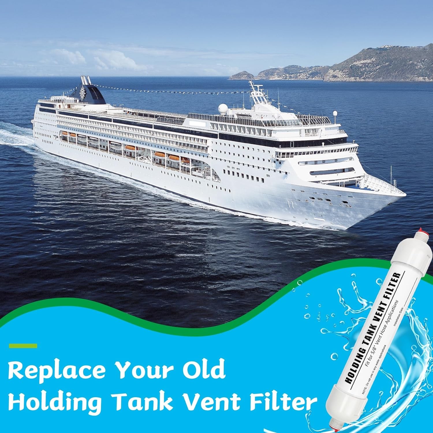 Marine Water Tank Vent Filter, 5/8-inch Water Tank Vent Filter