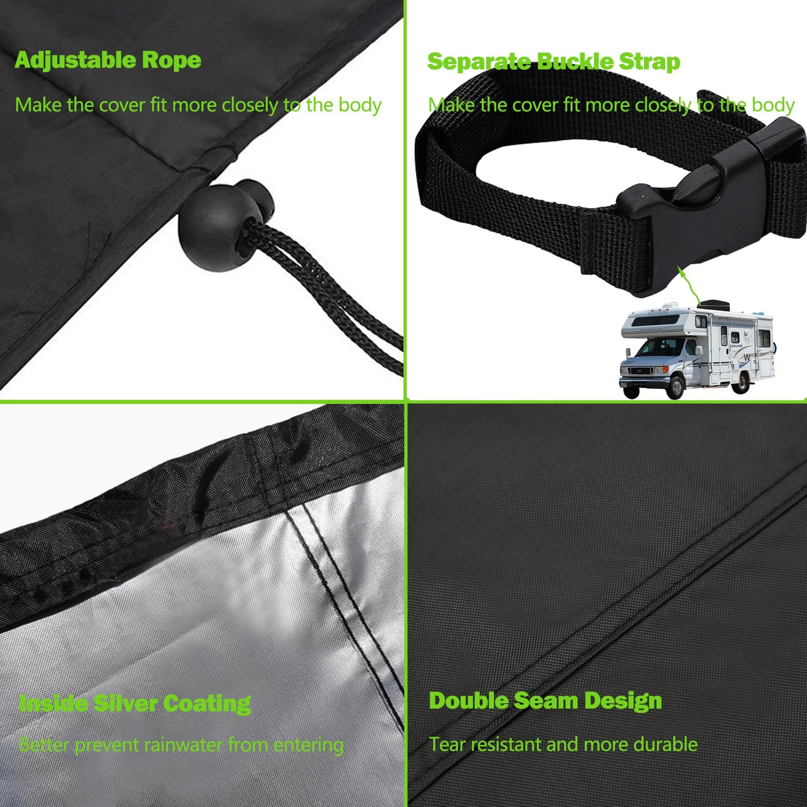 RV Air Conditioner Cover, 600D Waterproof Outside 43″L x 30″W x 15″H, Black