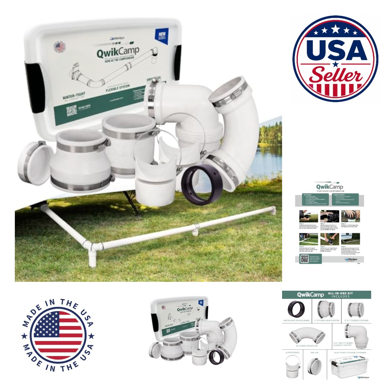RV Sewer Waste Plumbing Kit 3 Inch PVC Pipe Leak Proof Connector Camper System