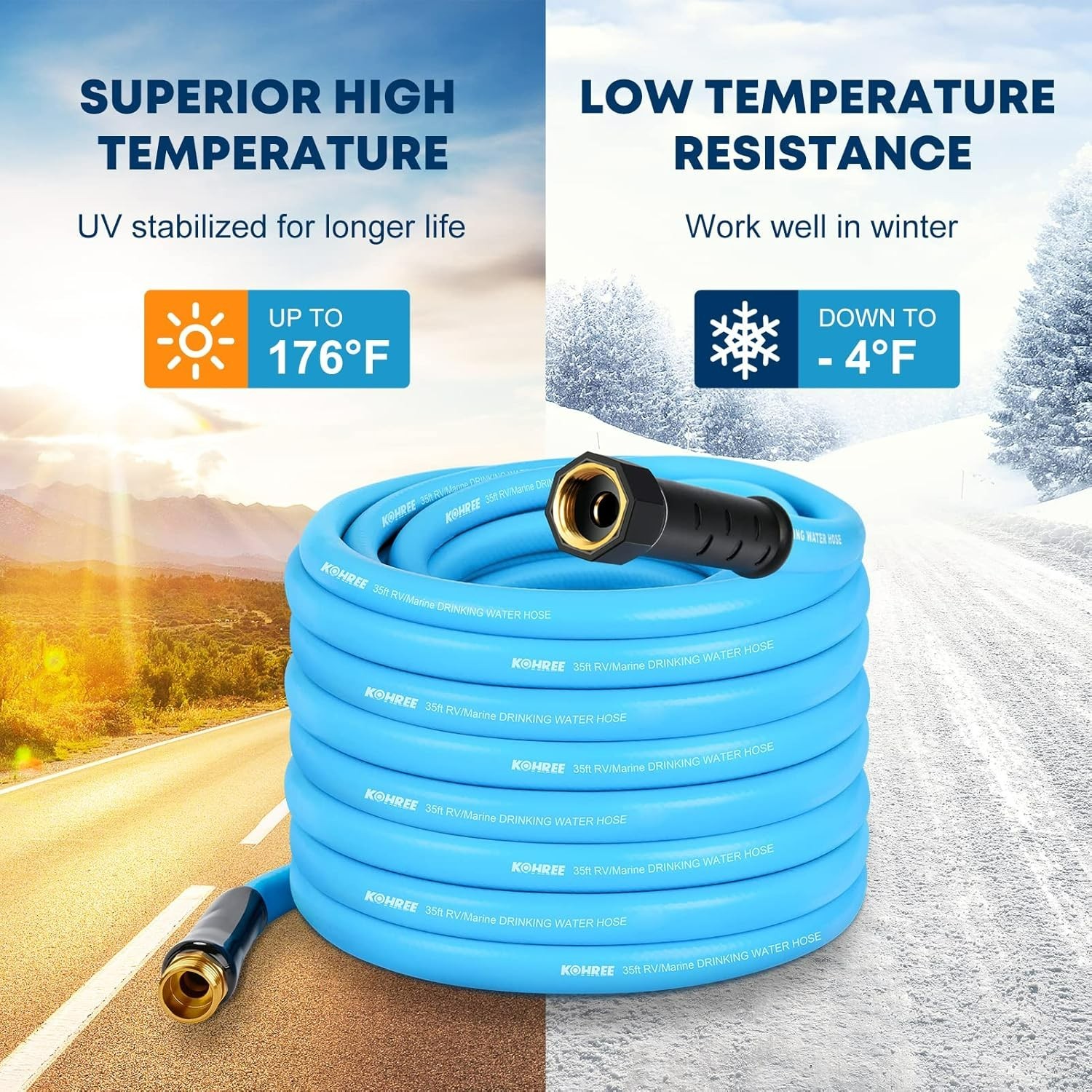 35FT RV Water Hose with Storage Bag – Safe Drinking Water, No Kink, Leak-Free
