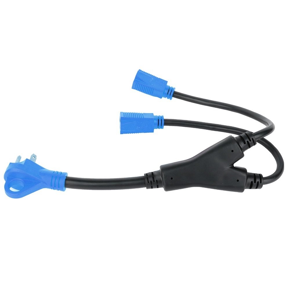 30 Amp Male to (2) 15 amp Female Receptacle RV Y split Power Cord Adapter